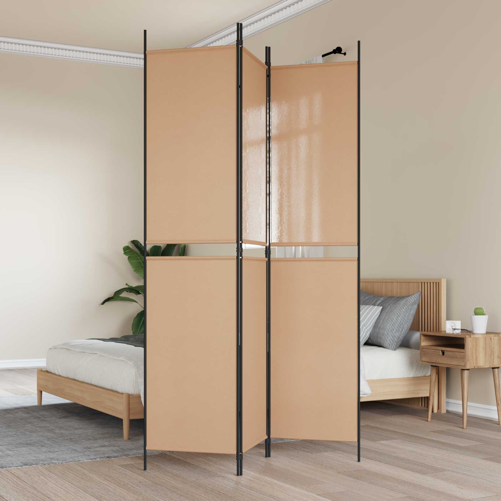vidaXL Paravan de camere cu 3 panouri Bej 150 x 220 cm Țesătură