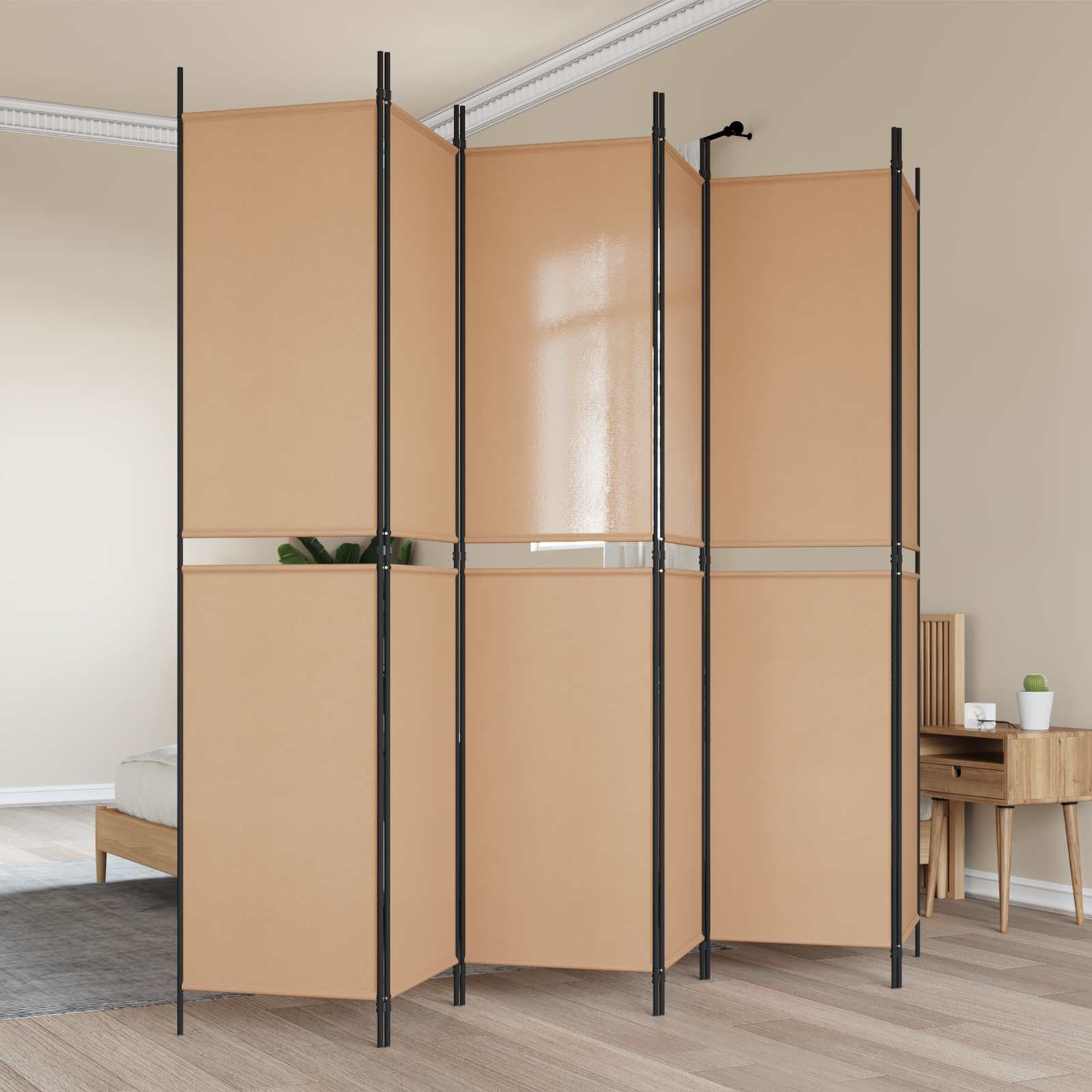 vidaXL Paravan cu 6 panouri Bej 300 x 220 cm Țesătură