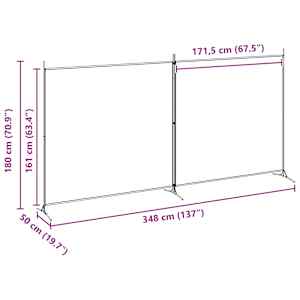 2-Dílný Rozdělovač Pokojů Béžová 348 x 180 cm Textil - obrázek 8