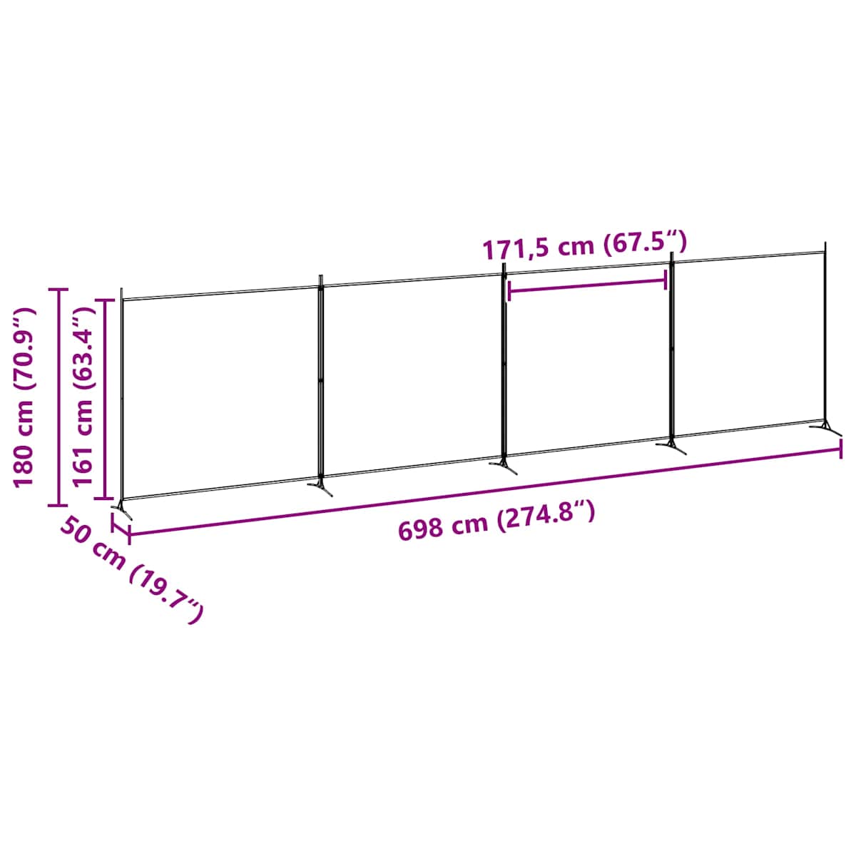 4-panel rumdeler Stof - Billede 8