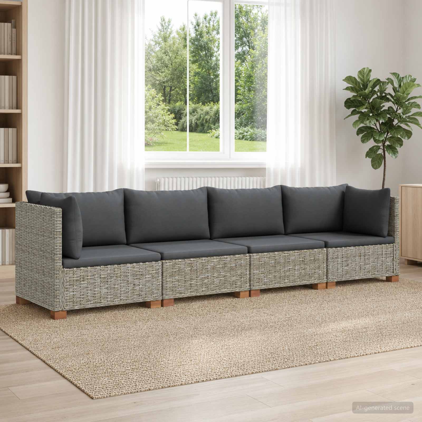 4 tk Rattanist lounge komplekt padjadega GENDT Looduslik rattan