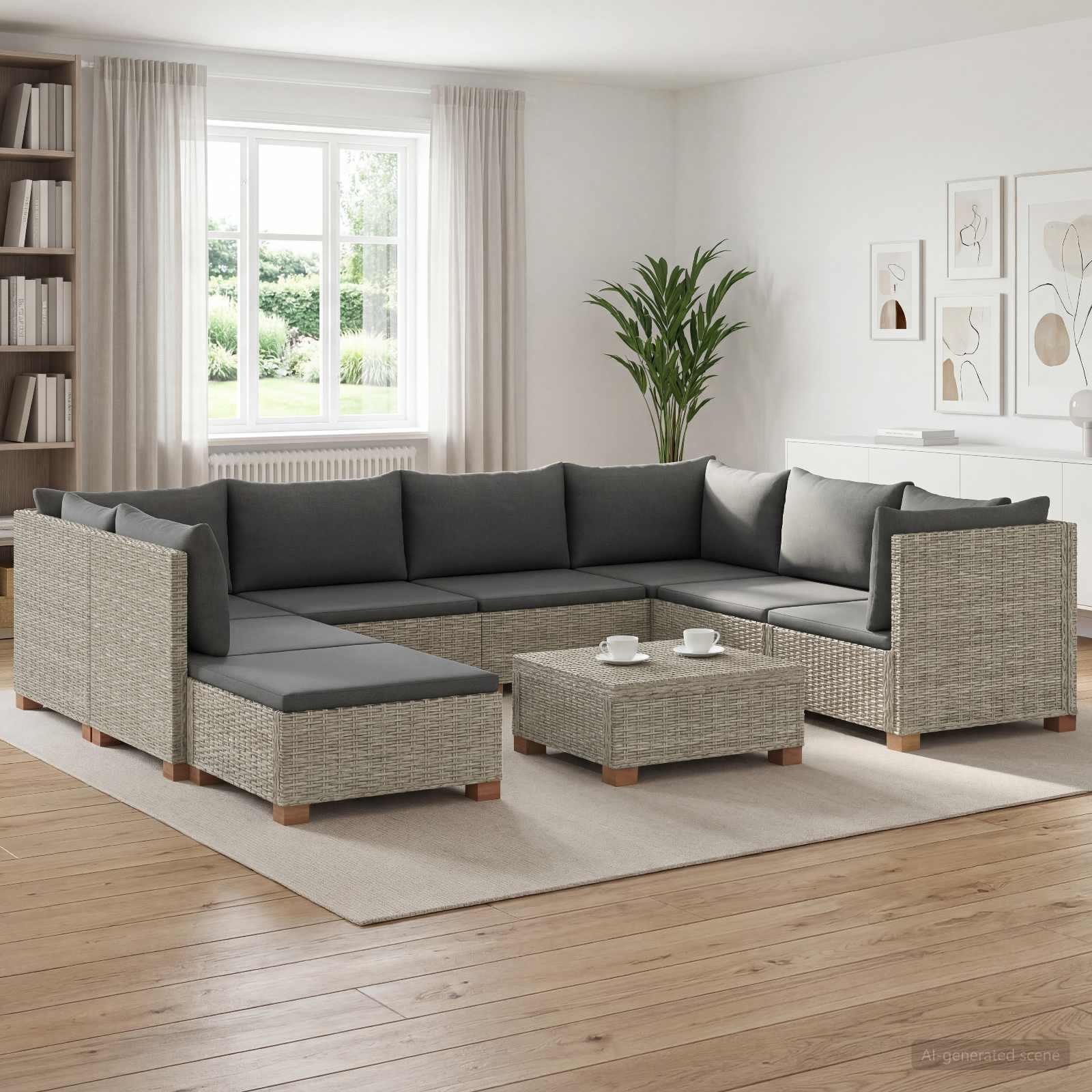 9 tk Rattani lounge komplekt padjadega GENDT Looduslik rattan