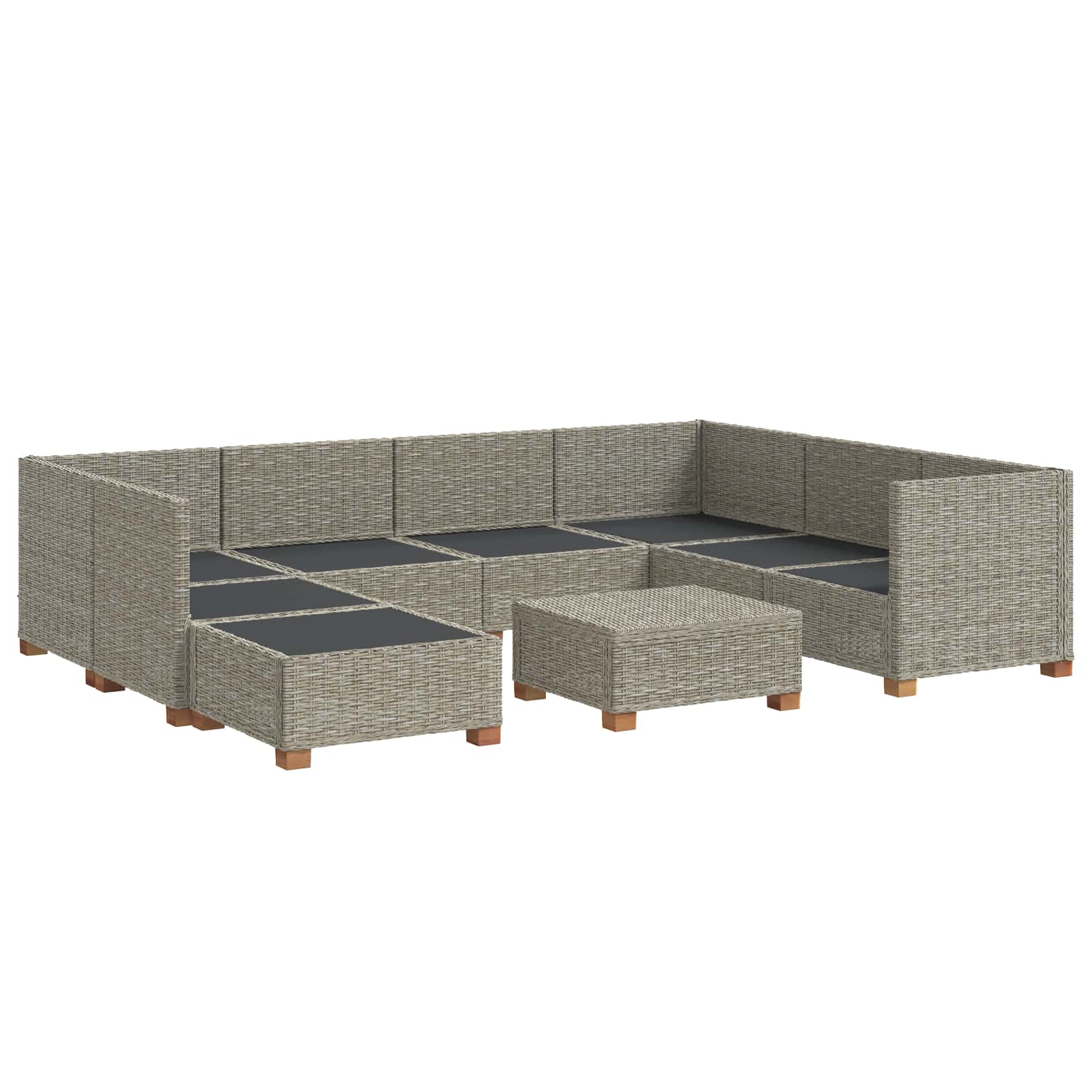 vidaXL 9 Stk. Rattan Lounge Set mit Kissen GENDT Naturrattan Kubu Grau – Bild 4