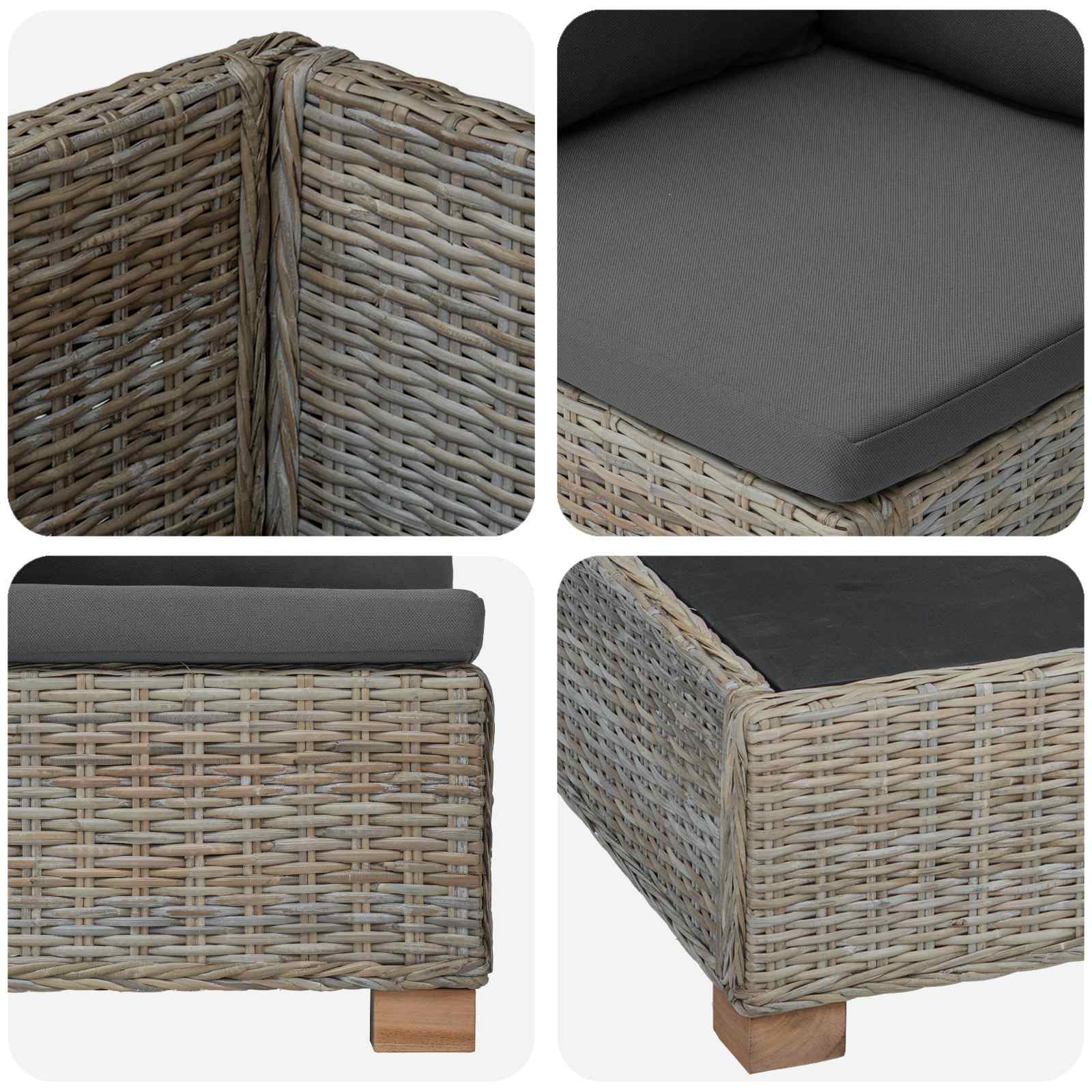 6 kos Ratan lounge set s blazinami GENDT Naravni rattan