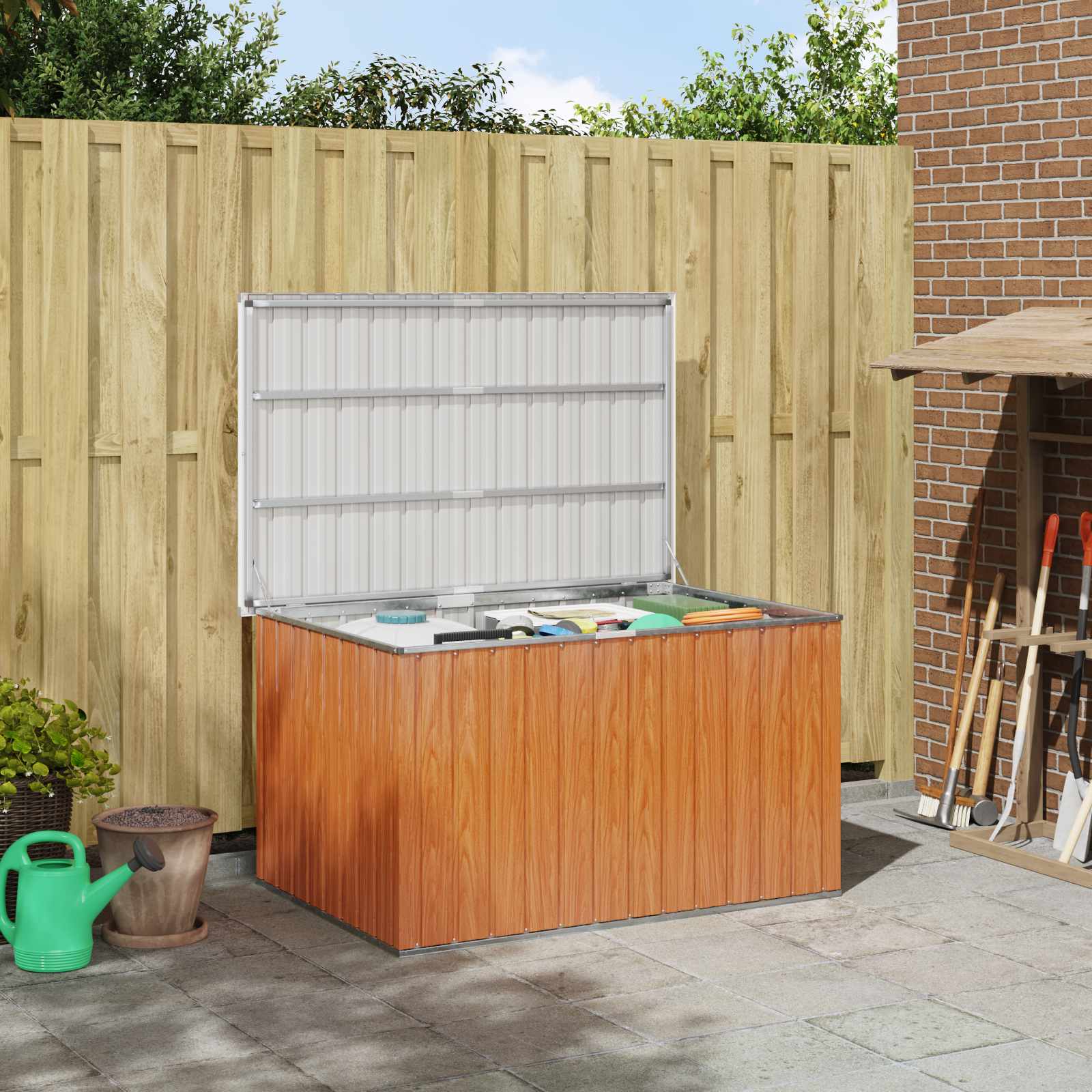 vidaXL Cutie de depozitare exterioară lemn 150 x 101 x 91 cm