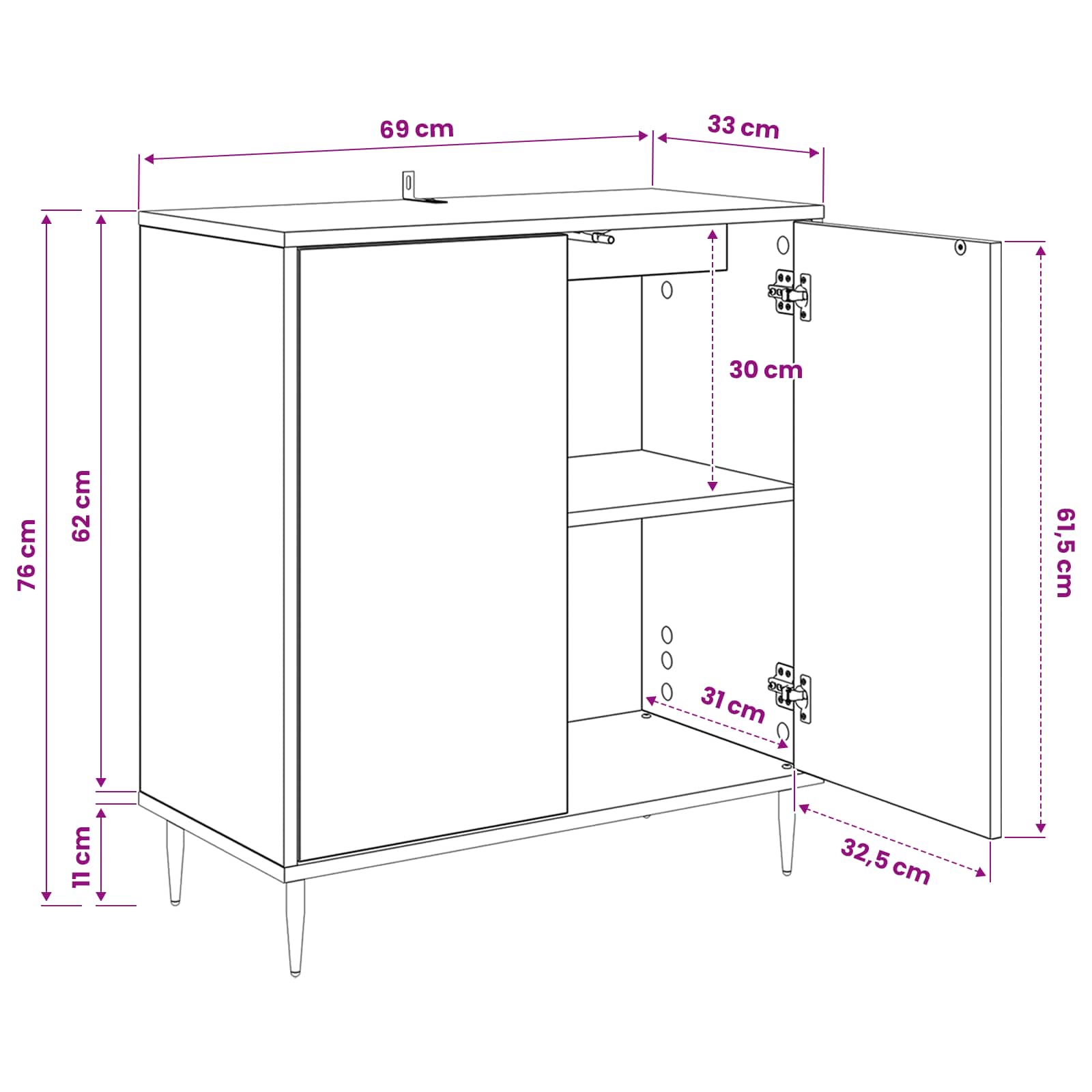 Sideboard RAALTE size guide