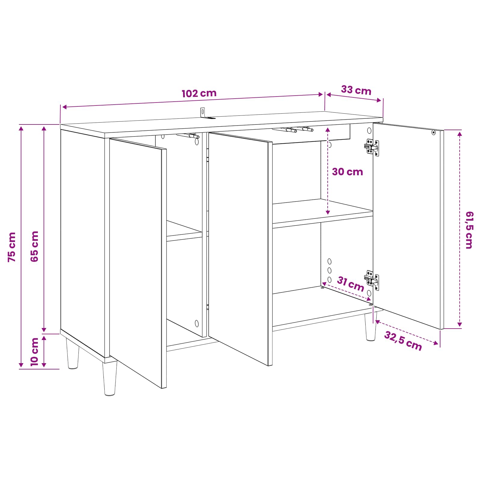 Sideboard BONN size guide