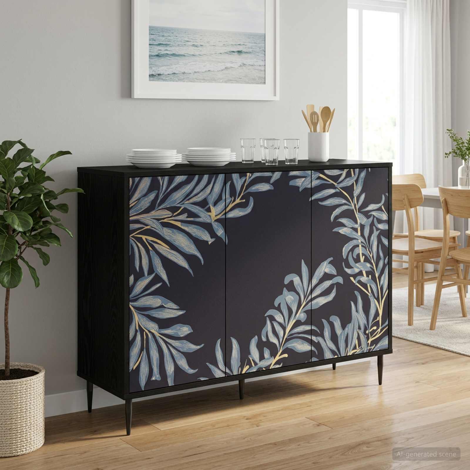 vidaXL Sivupöytä DOKKUM Musta tammi 102 x 33 x 76 cm Tekninen puu