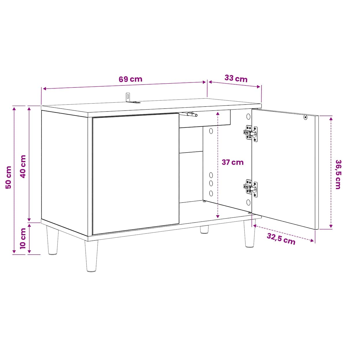 TV-skab GOTHA 69 x 33 x 50 cm Sonoma-eg Konstrueret træ - Billede 8