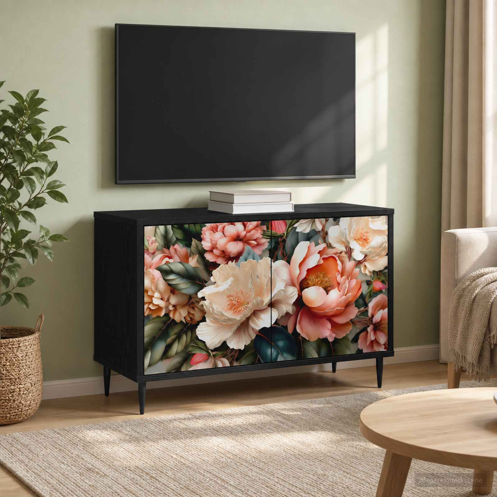 TV omarica BORNE 69 x 33 x 50,5 cm Črni hrast Inženirski les
