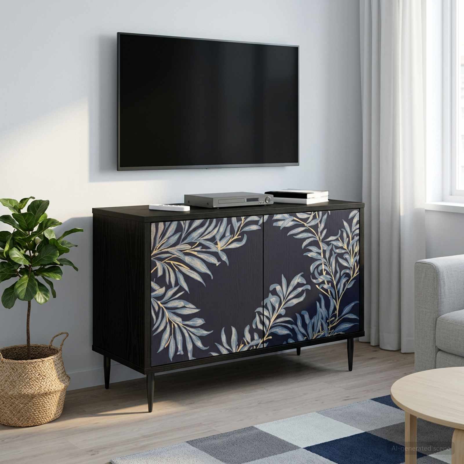 vidaXL TV-kaappi DOKKUM 69 x 33 x 50,5 cm Musta tammi Tekninen puu