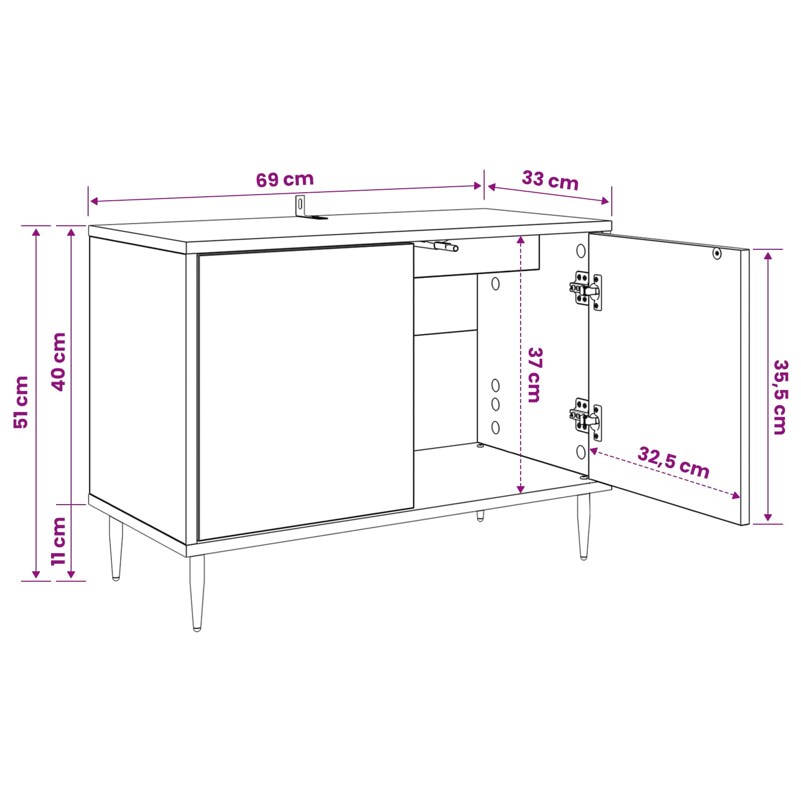 Ντουλάπι TV OMMEN 69 x 33 x 50,5 εκ. Μαύρη Δρυς - Image 8