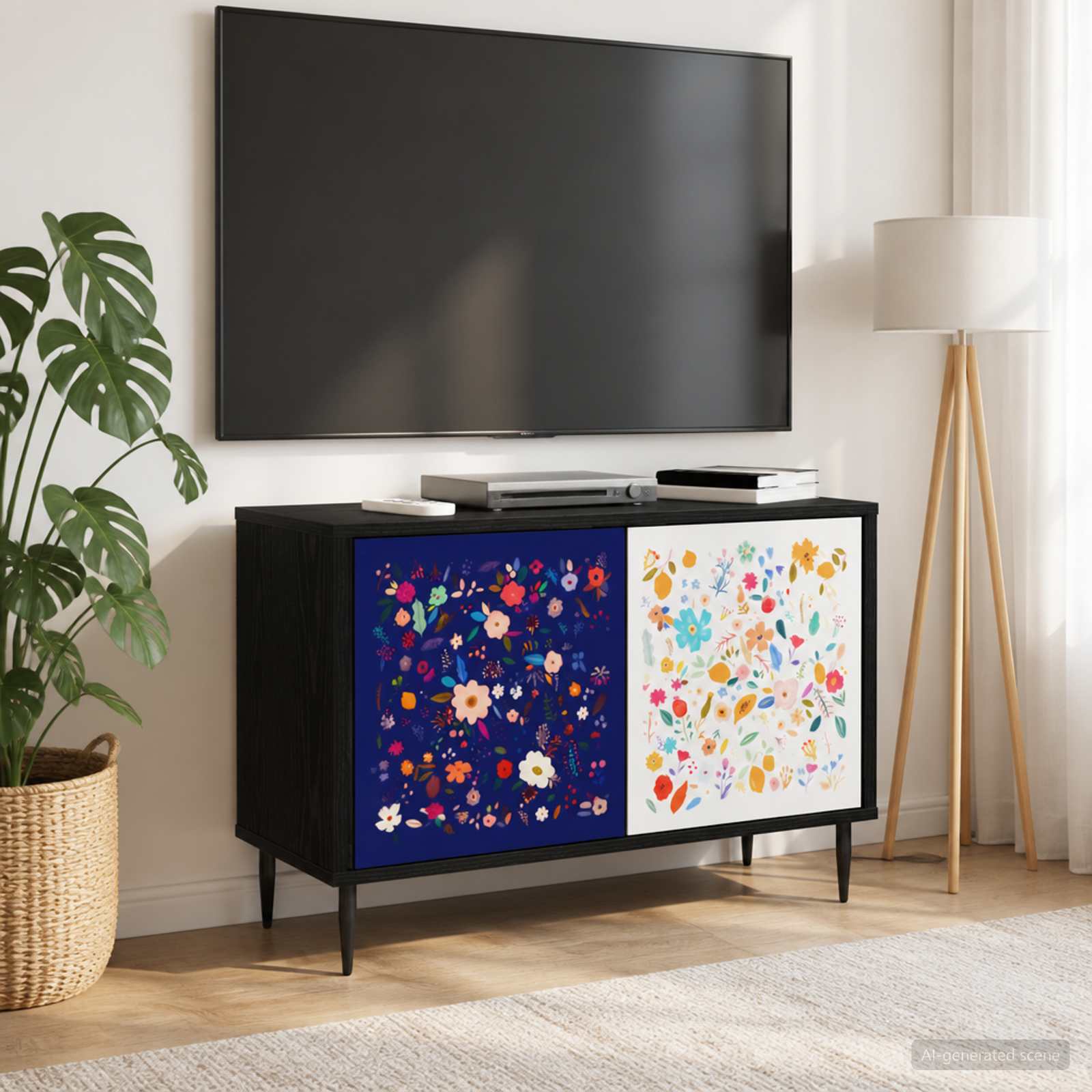 TV omarica MAINZ 69 x 33 x 50,5 cm Črni hrast Inženirski les