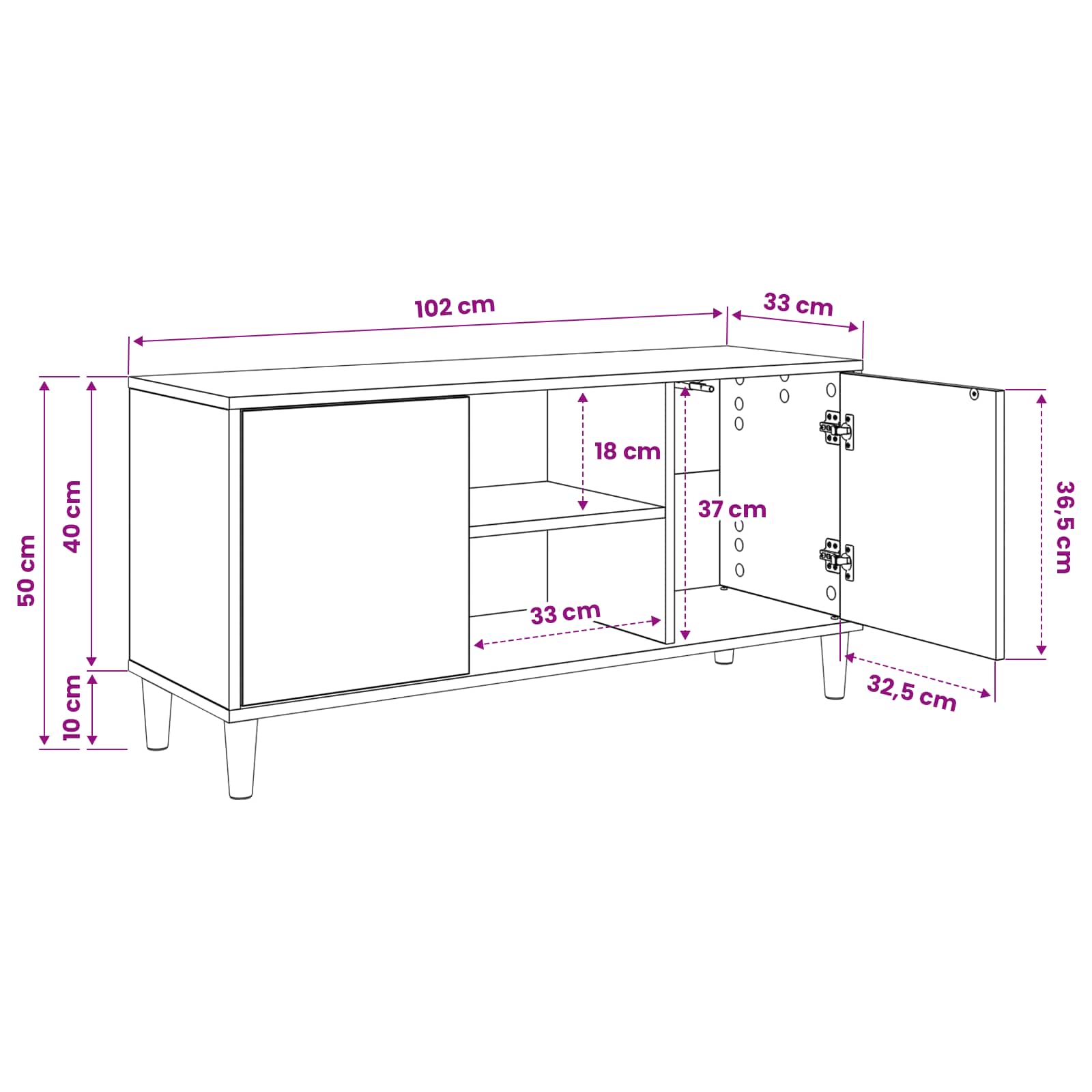Ντουλάπι TV LOCHEM 102 x 33 x 50 εκ. Sonoma Επεξεργασμένο Ξύλο - Image 9