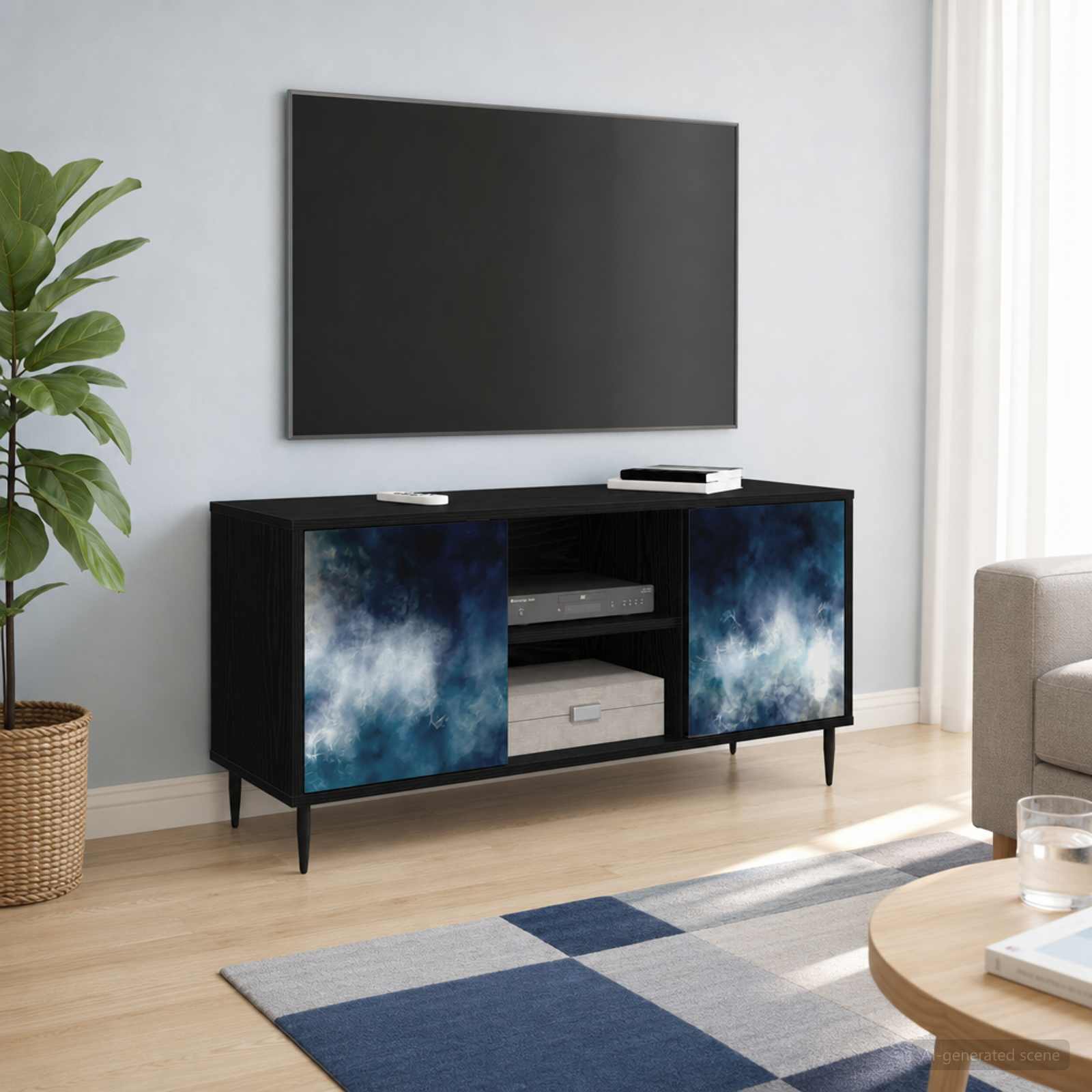 vidaXL TV-kaappi RAALTE 102 x 33 x 51 cm Musta tammi Tekninen puu
