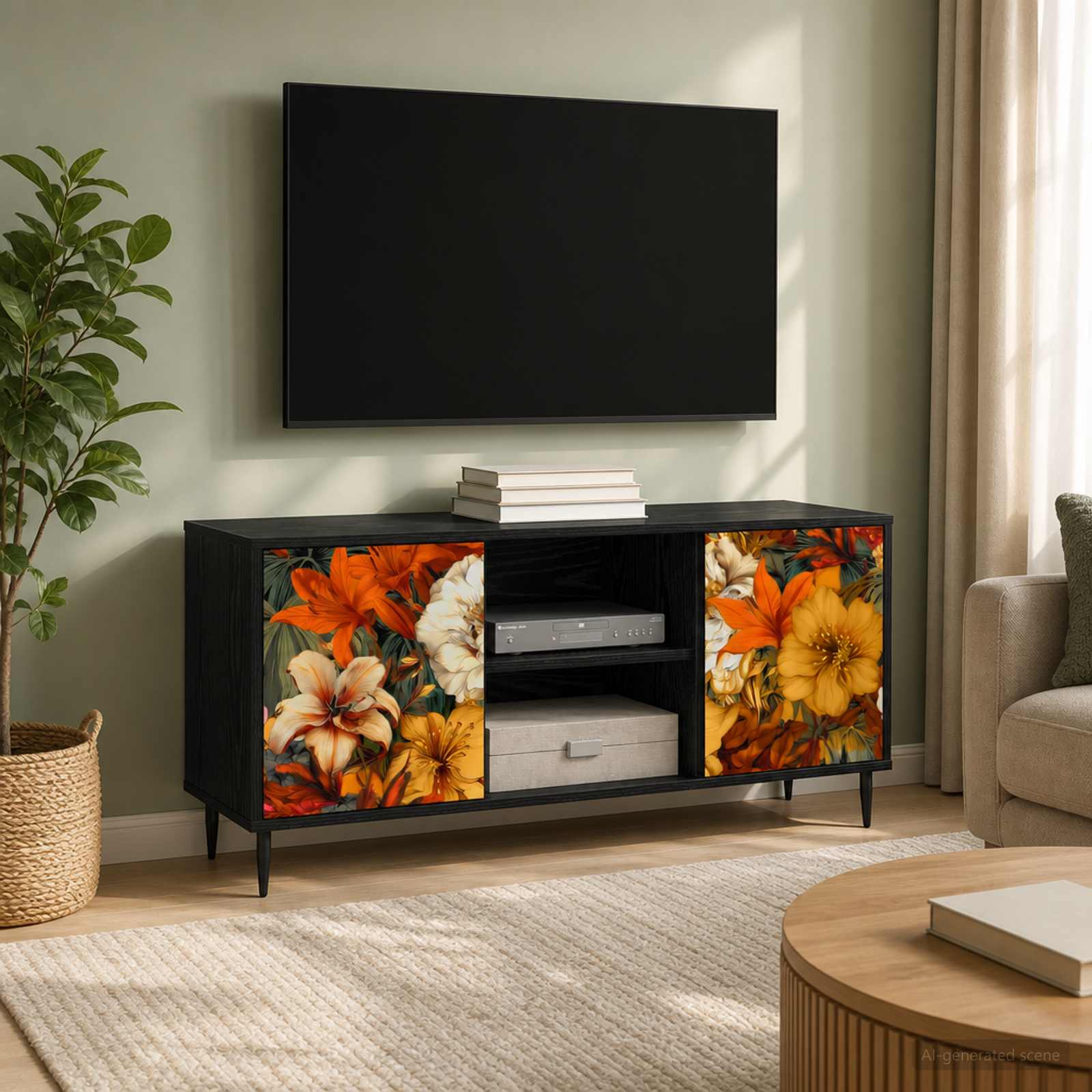 vidaXL TV-skab GENNEP 102 x 33 x 51 cm Sort eg Konstrueret træ