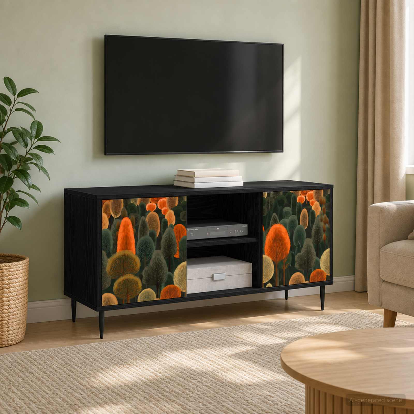 TV omarica ZAANDAM 102 x 33 x 51 cm Črni hrast Inženirski les