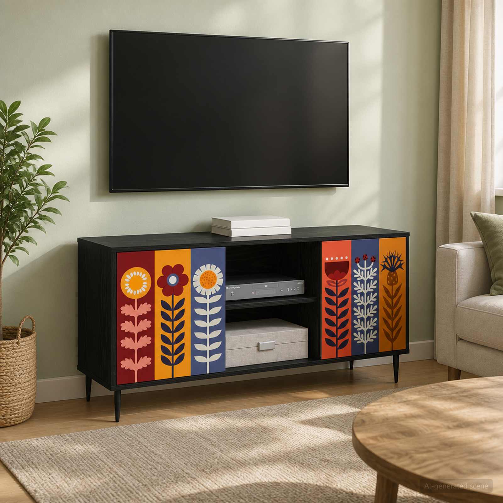 TV omarica ESSEN 102 x 33 x 51 cm Črni hrast Inženirski les