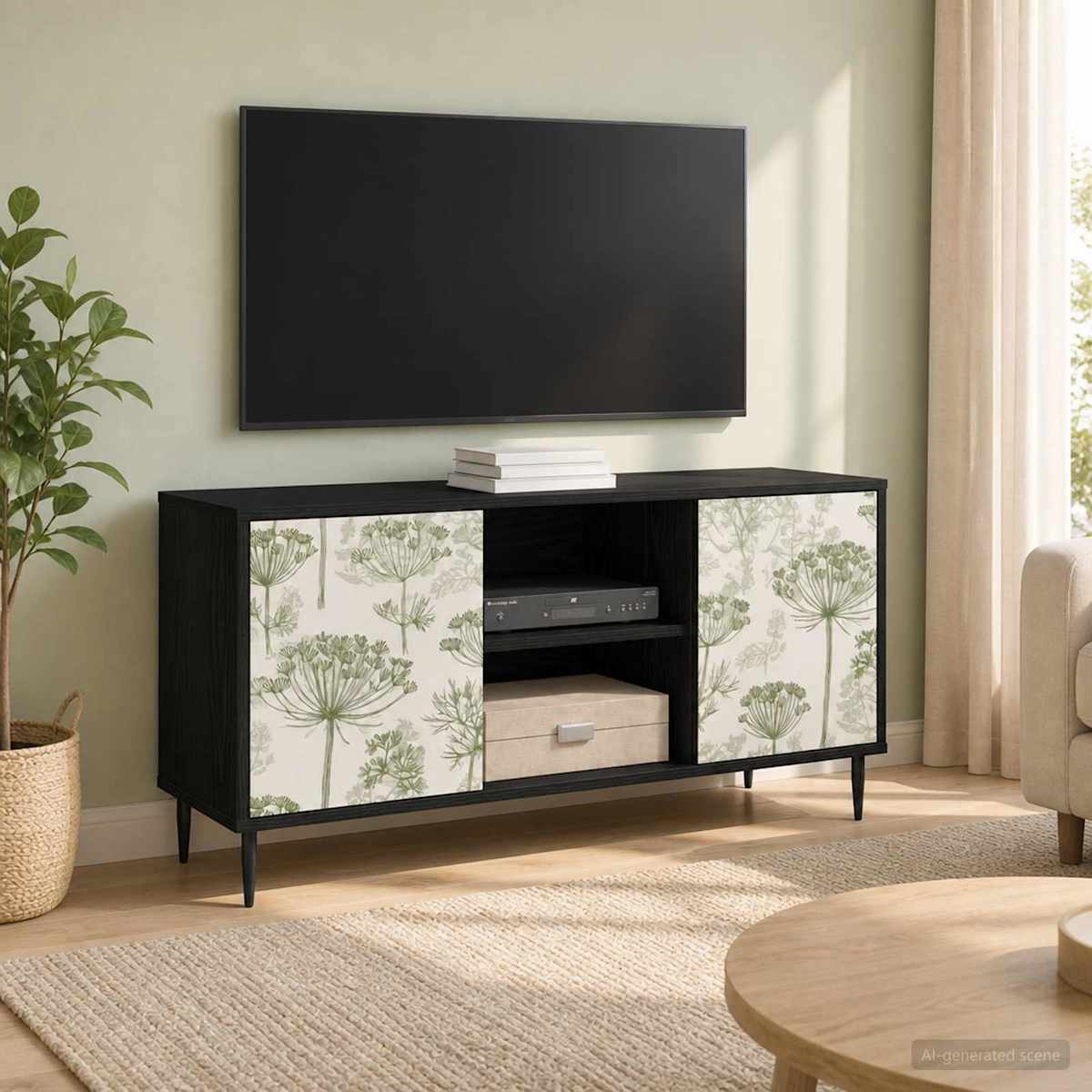 TV-skab GOTHA 102 x 33 x 51 cm Sort eg Konstrueret træ