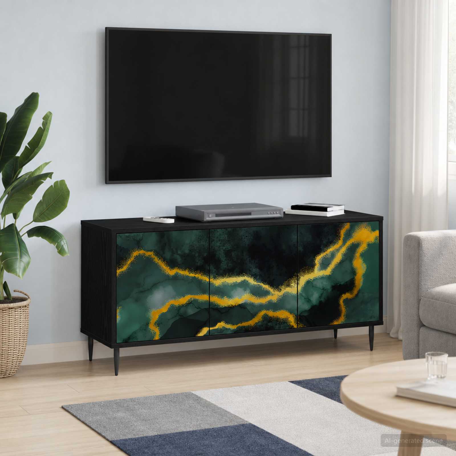 vidaXL TV-kaappi WIJHE 102 x 33 x 51 cm Musta tammi Tekninen puu