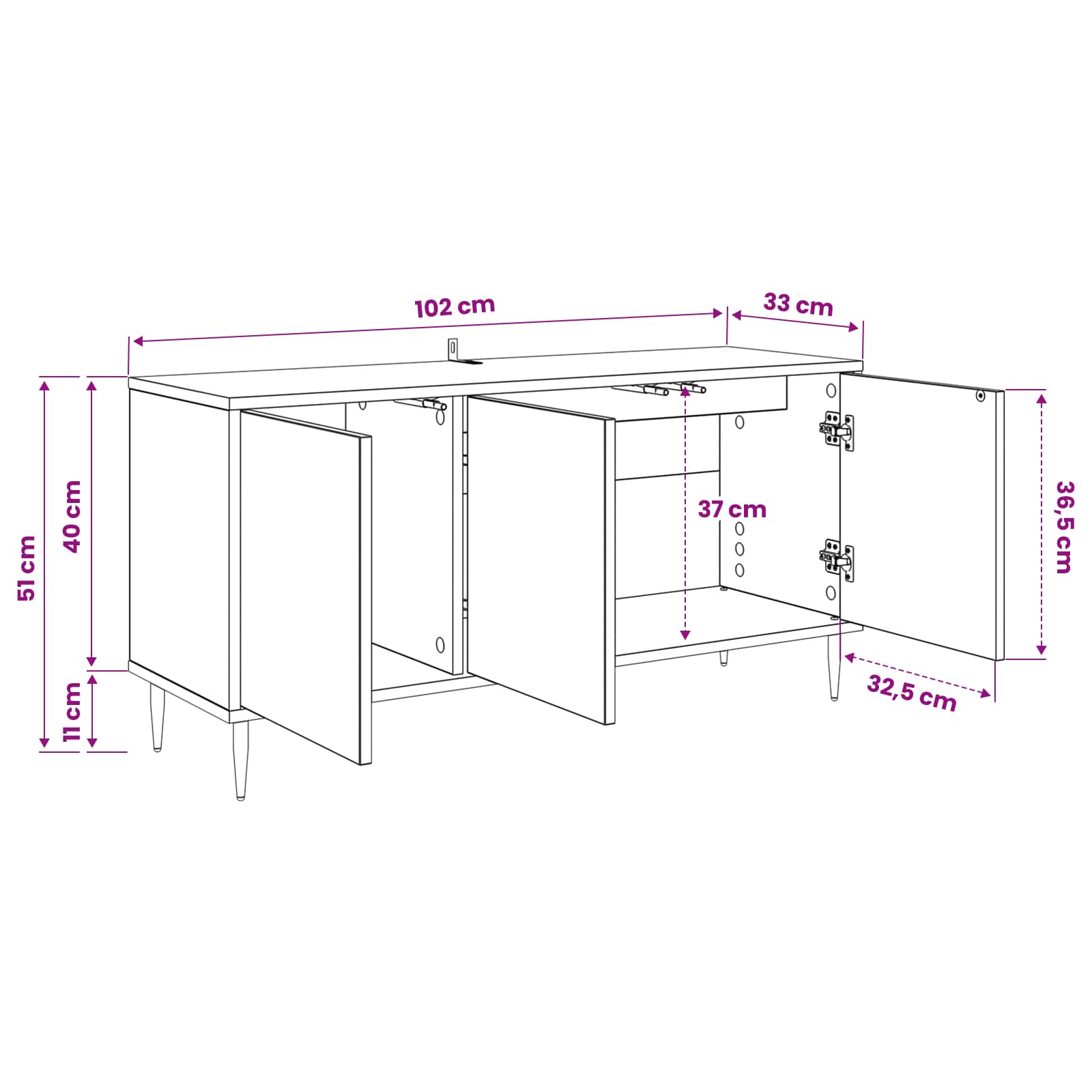 Ντουλάπι TV HEESCH 102 x 33 x 51 εκ Μαύρη Δρυς - Image 8