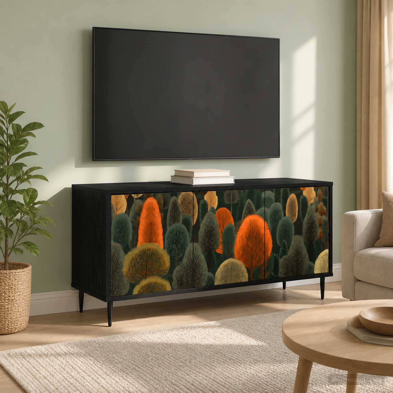 Telerikapp ZAANDAM 102 x 33 x 51 cm Must tamm Tehispuit