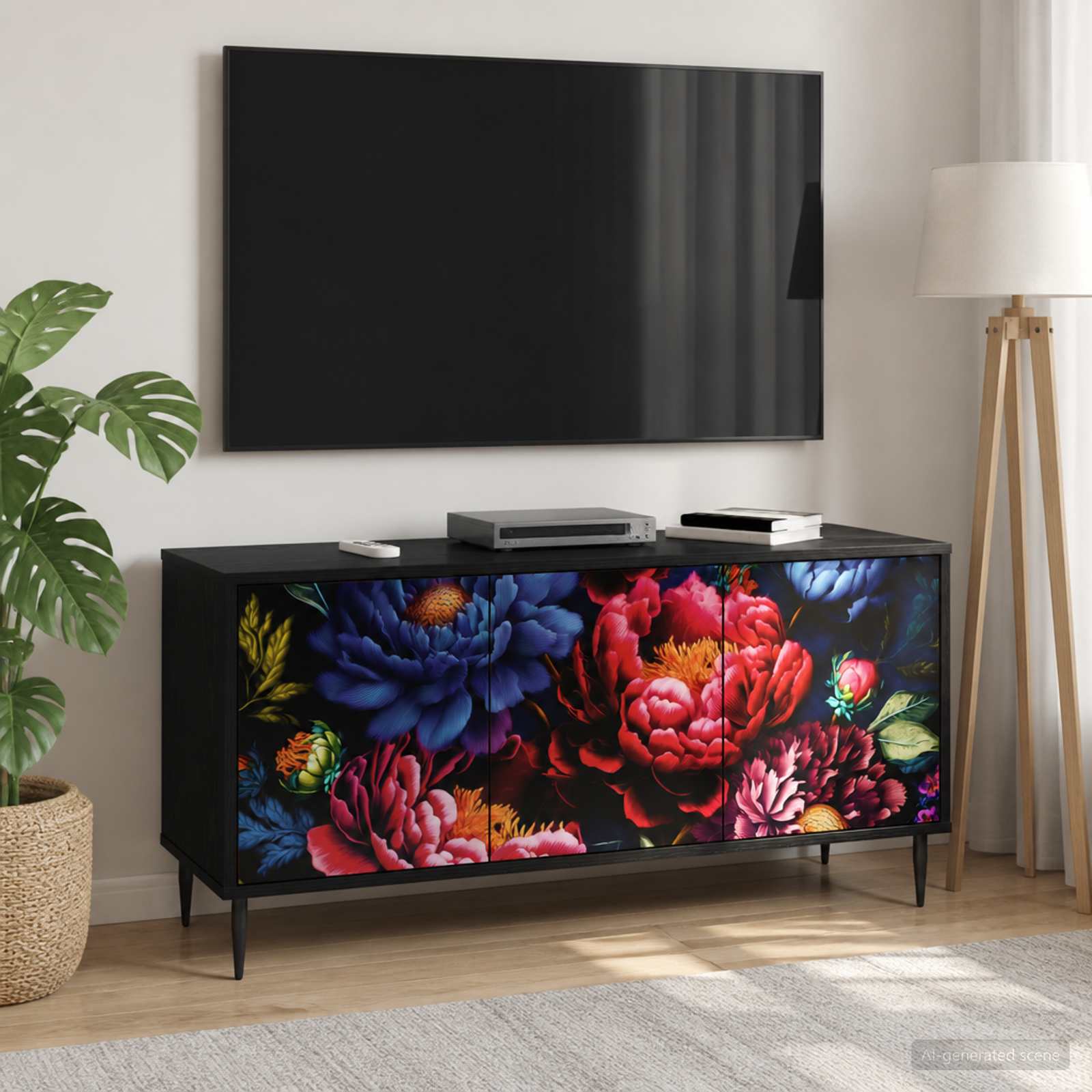 TV omarica KIEL 102 x 33 x 51 cm Črni hrast Inženirski les