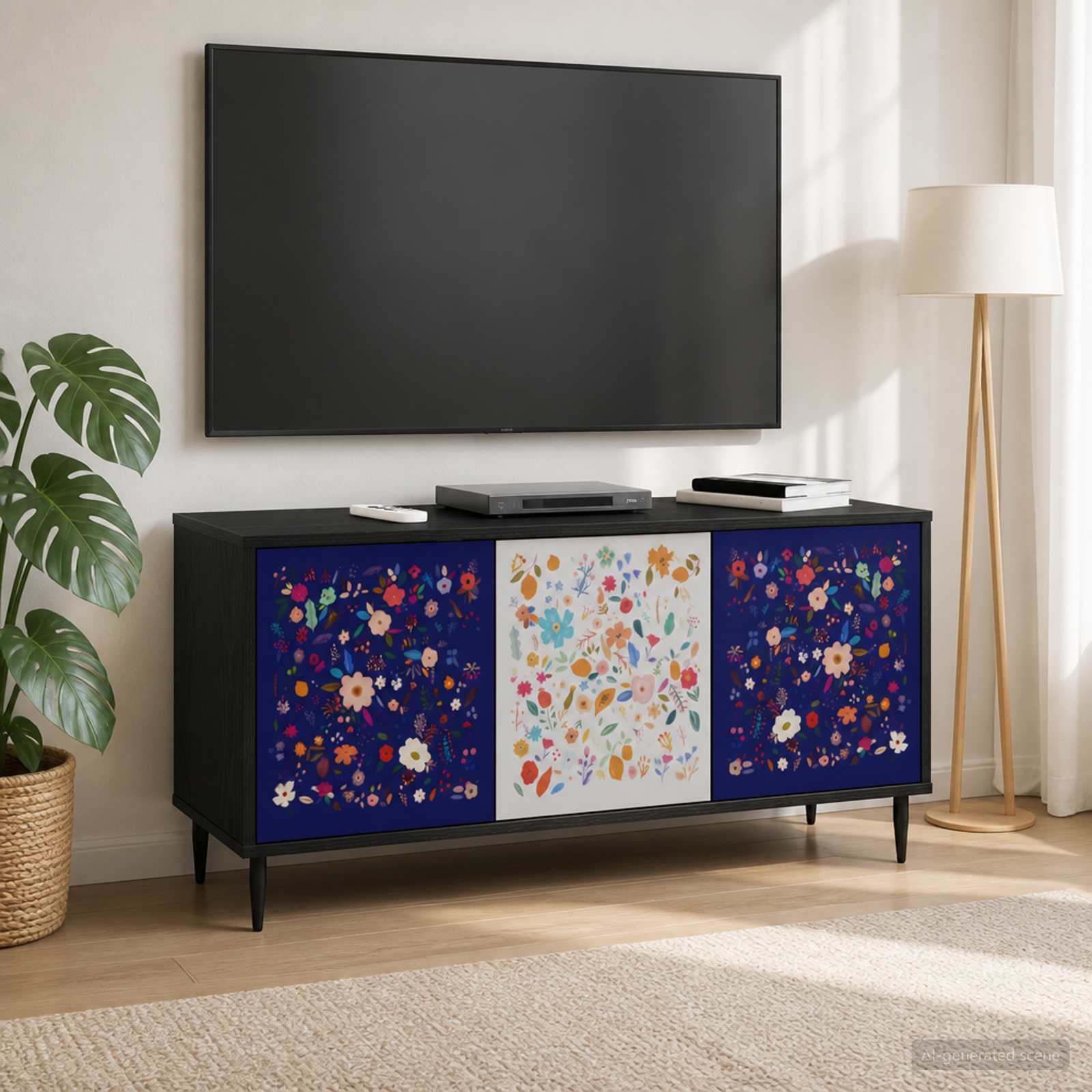 TV omarica MAINZ 102 x 33 x 51 cm Črni hrast Inženirski les