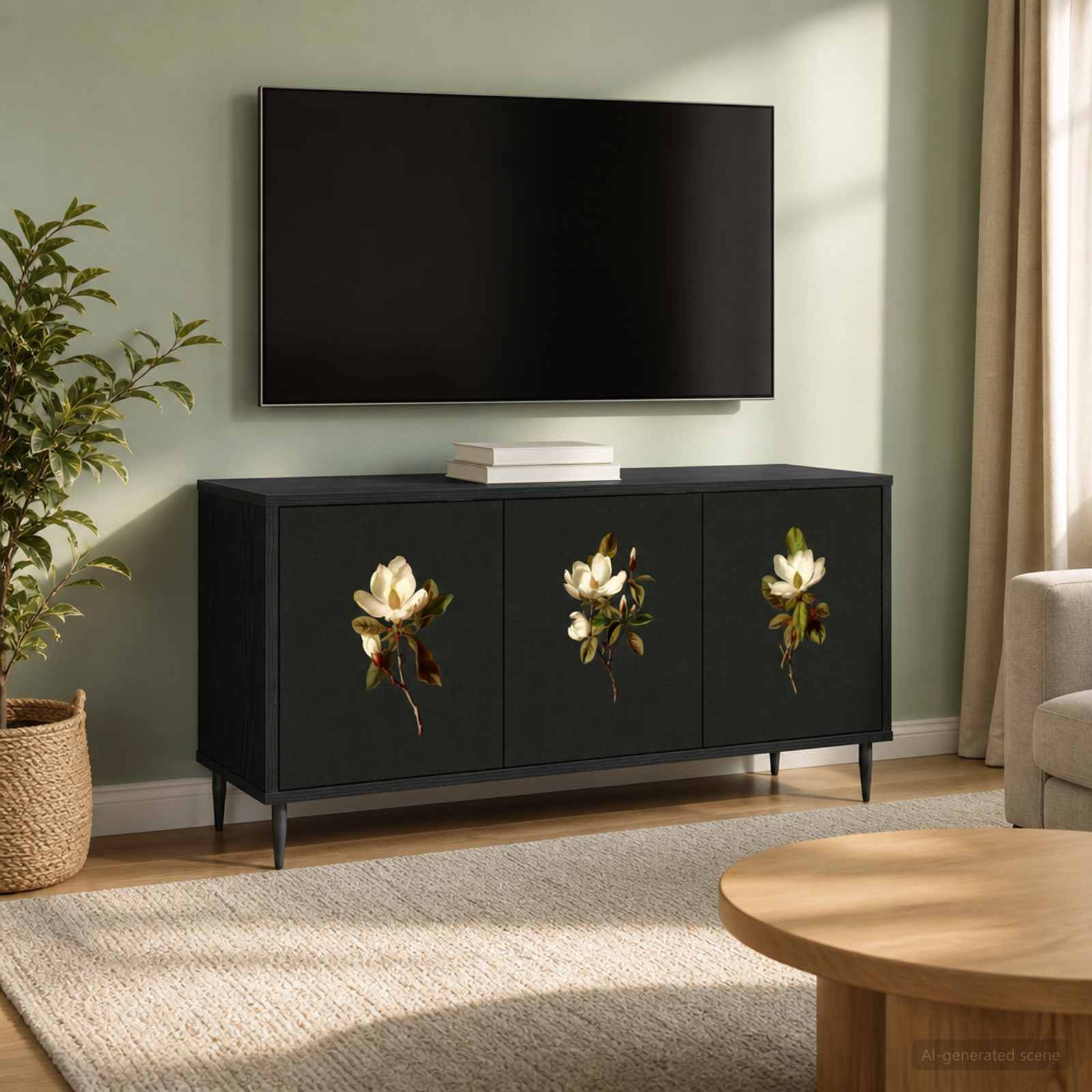 TV omarica BREMEN 102 x 33 x 51 cm Črni hrast Inženirski les