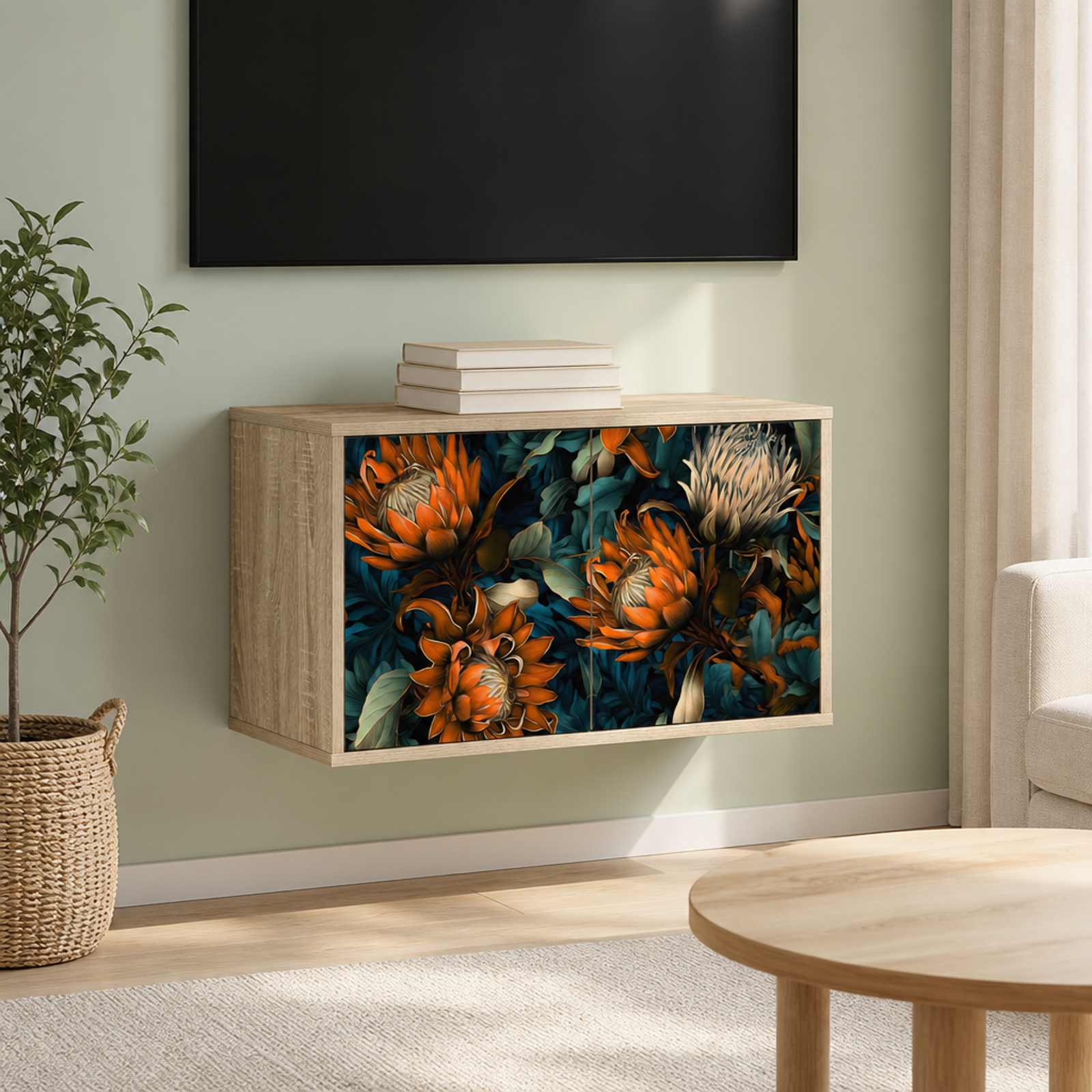 Stenska TV omarica LOCHEM 69 x 33 x 40 cm Sonoma hrast
