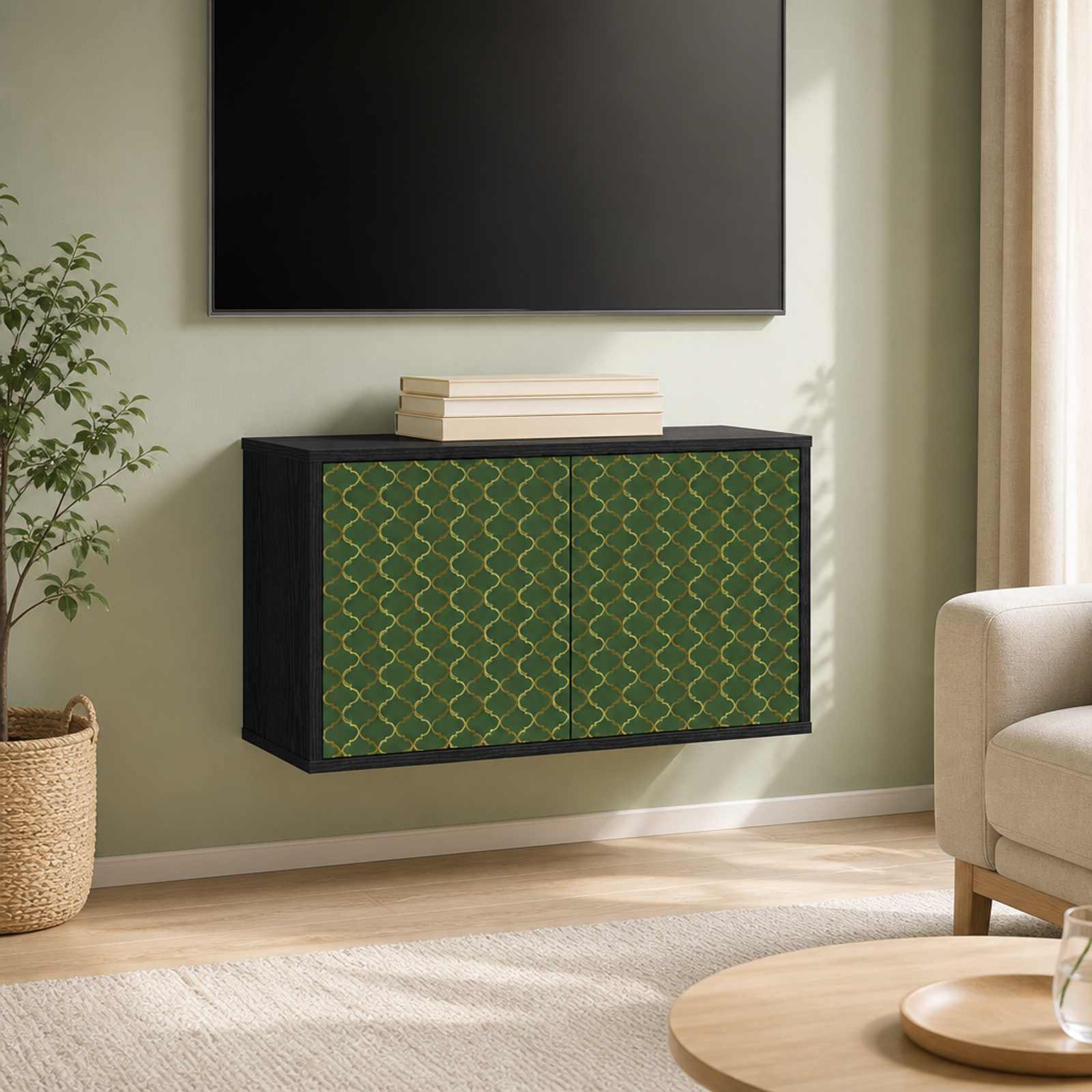 Stenska TV omarica GELEEN 69 x 33 x 40 cm Črni hrast