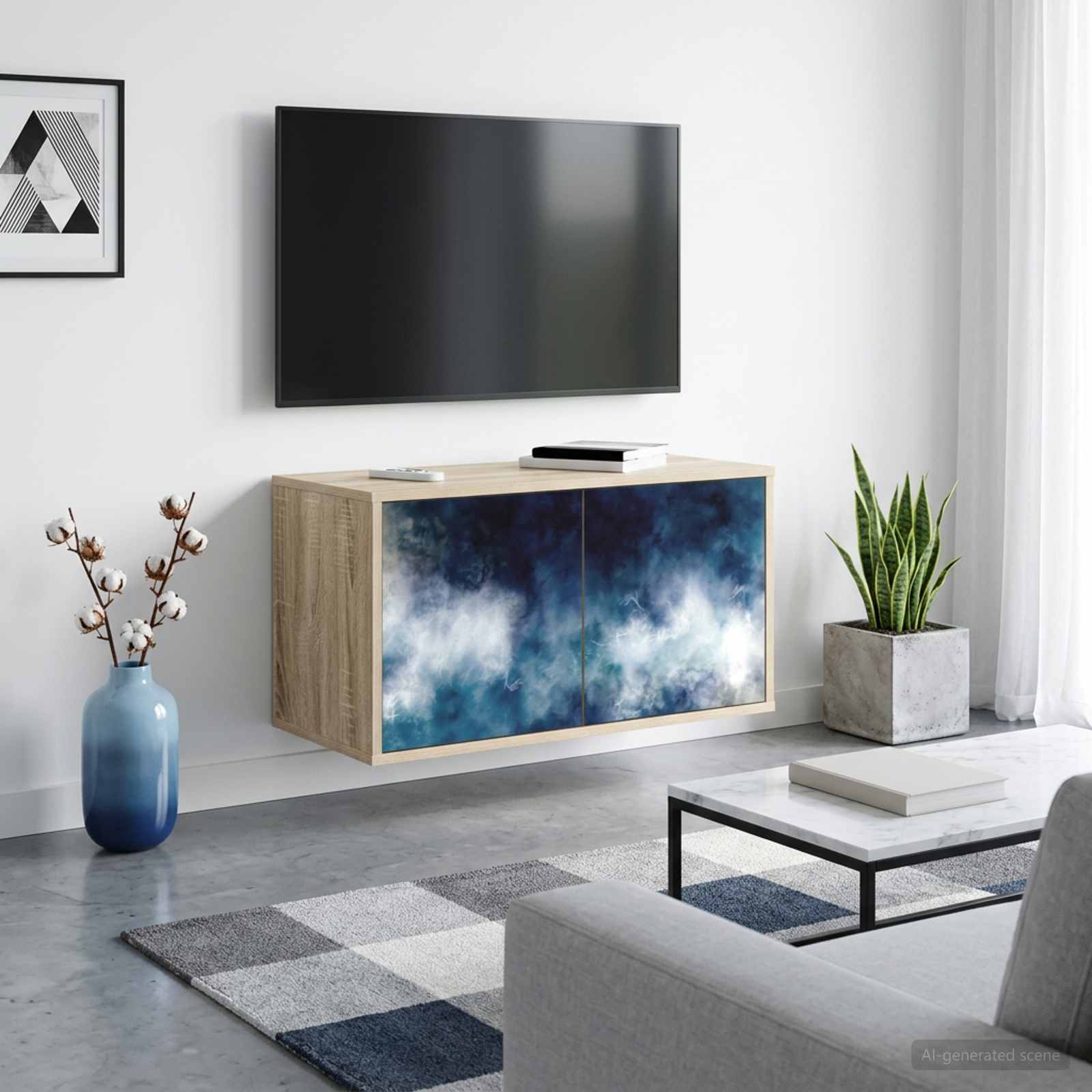 Seinälle kiinnitettävä TV-kaapisto RAALTE 69 x 33 x 40 cm