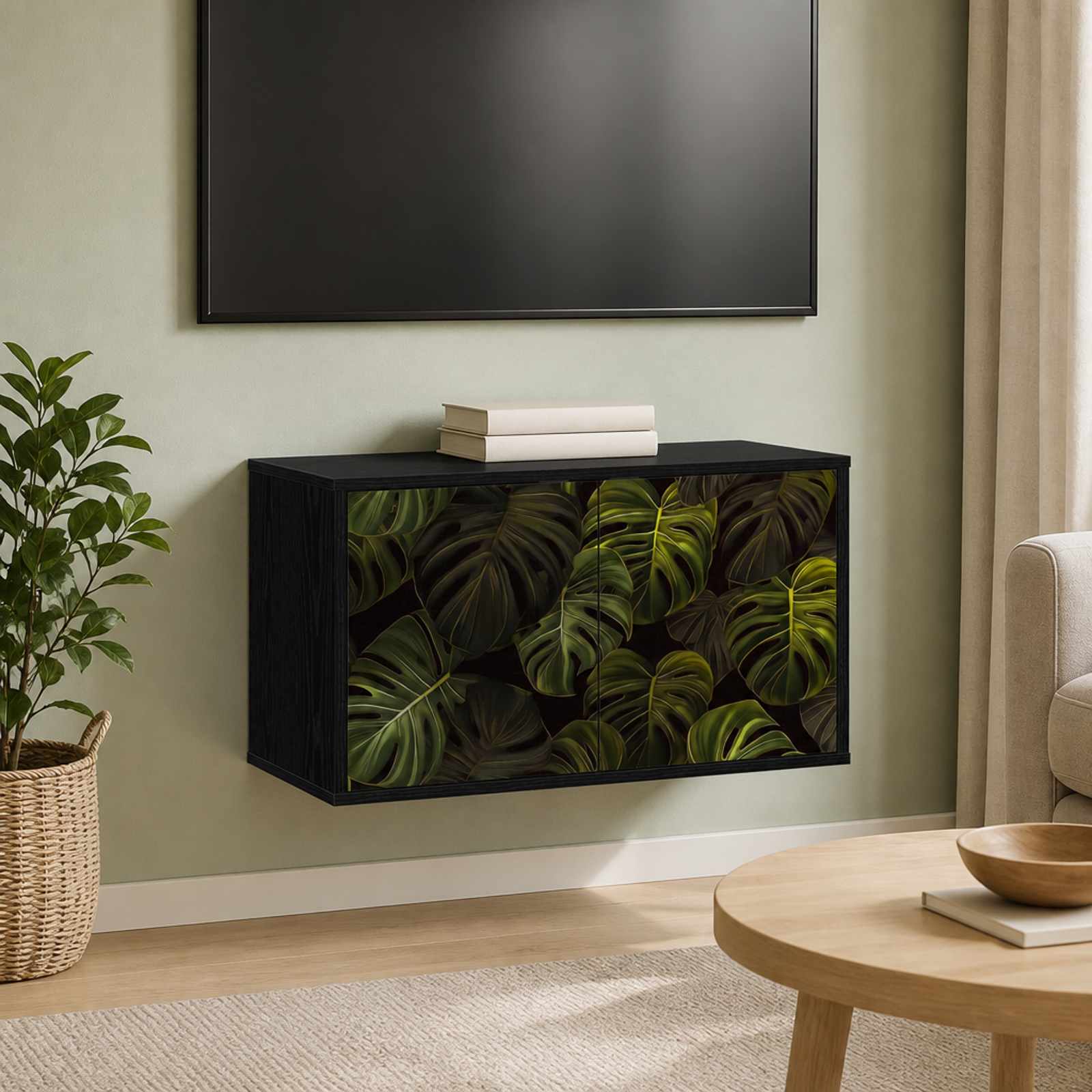 Stenska TV omarica ELBURG 69 x 33 x 40 cm Črni hrast