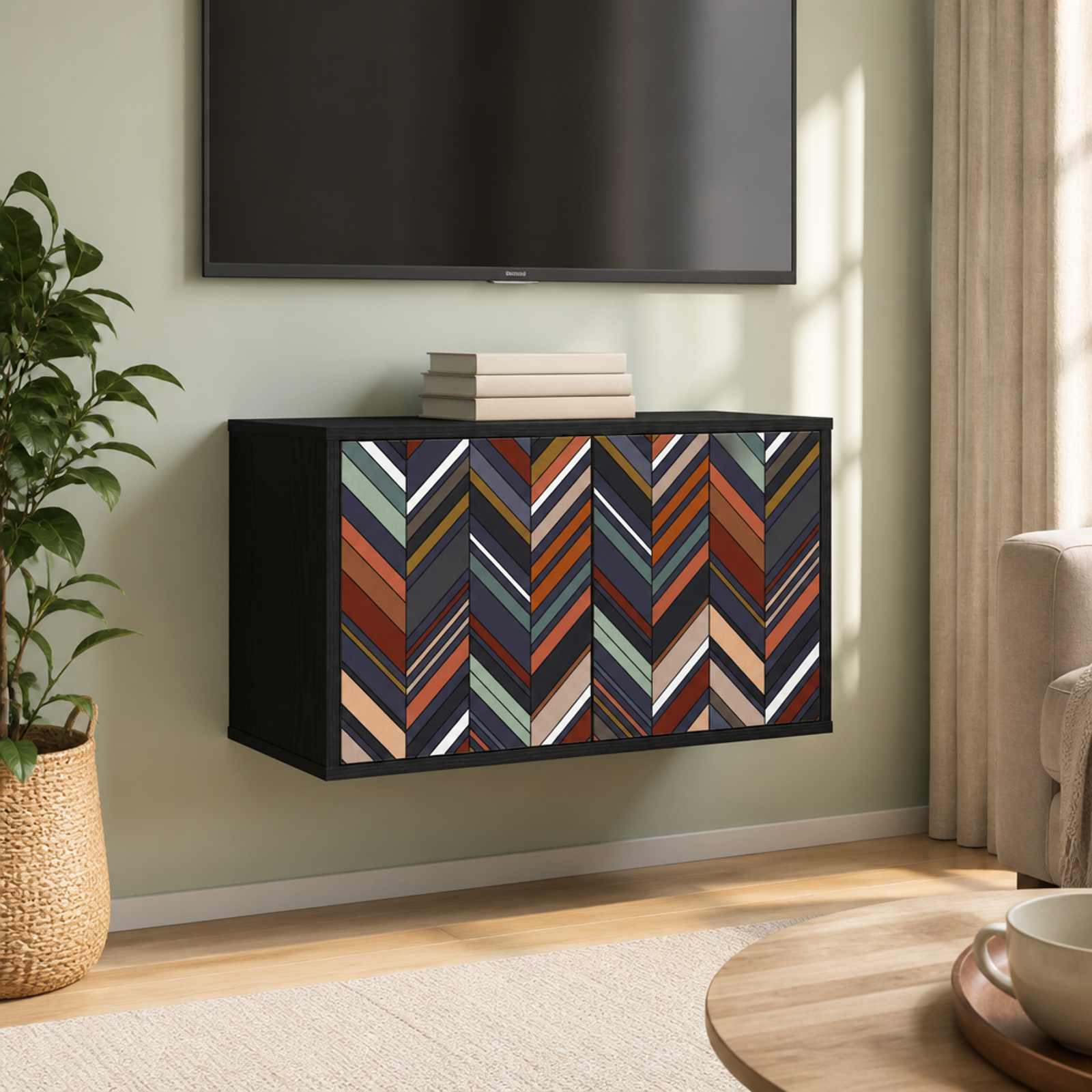 vidaXL Væghængt TV Skab OMMEN 69 x 33 x 40 cm Sort eg Konstrueret træ