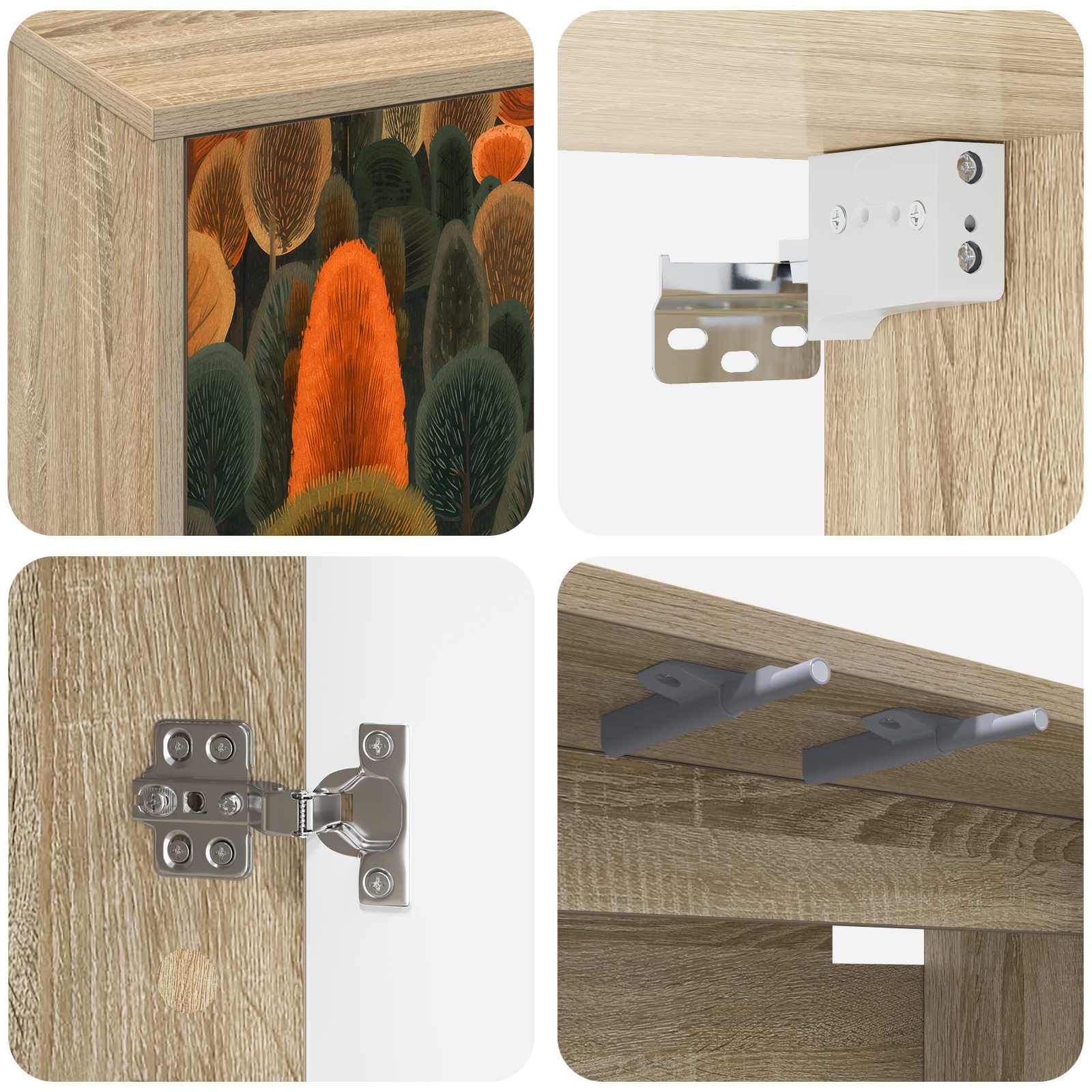 Seinälle kiinnitettävä TV-kaapisto ZAANDAM 69 x 33 x 40 cm - Image 5
