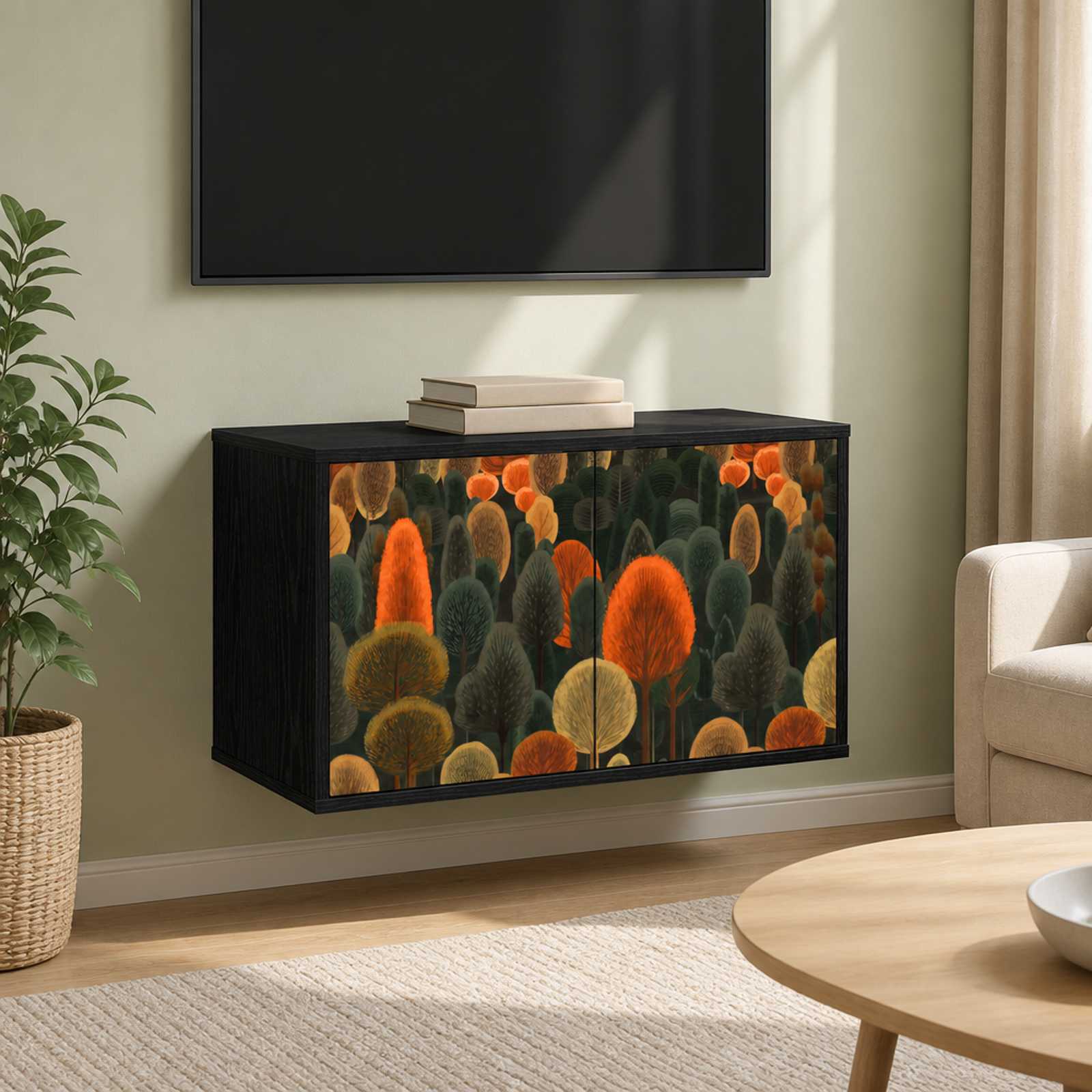 Stenska TV omarica ZAANDAM 69 x 33 x 40 cm Črni hrast