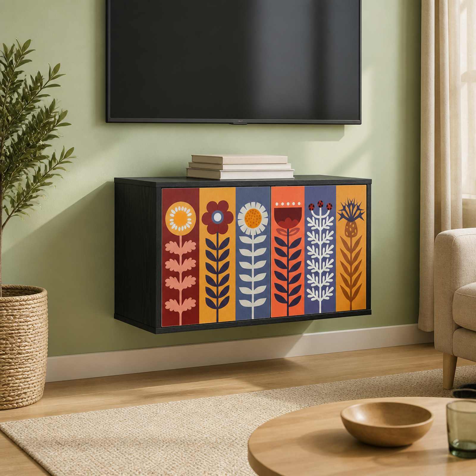 vidaXL Væghængt TV Skab ESSEN 69 x 33 x 40 cm Sort eg Konstrueret træ