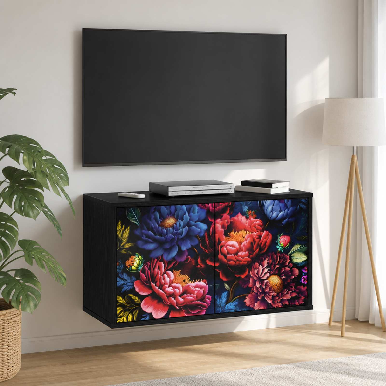 Stenska TV omarica KIEL 69 x 33 x 40 cm Črni hrast