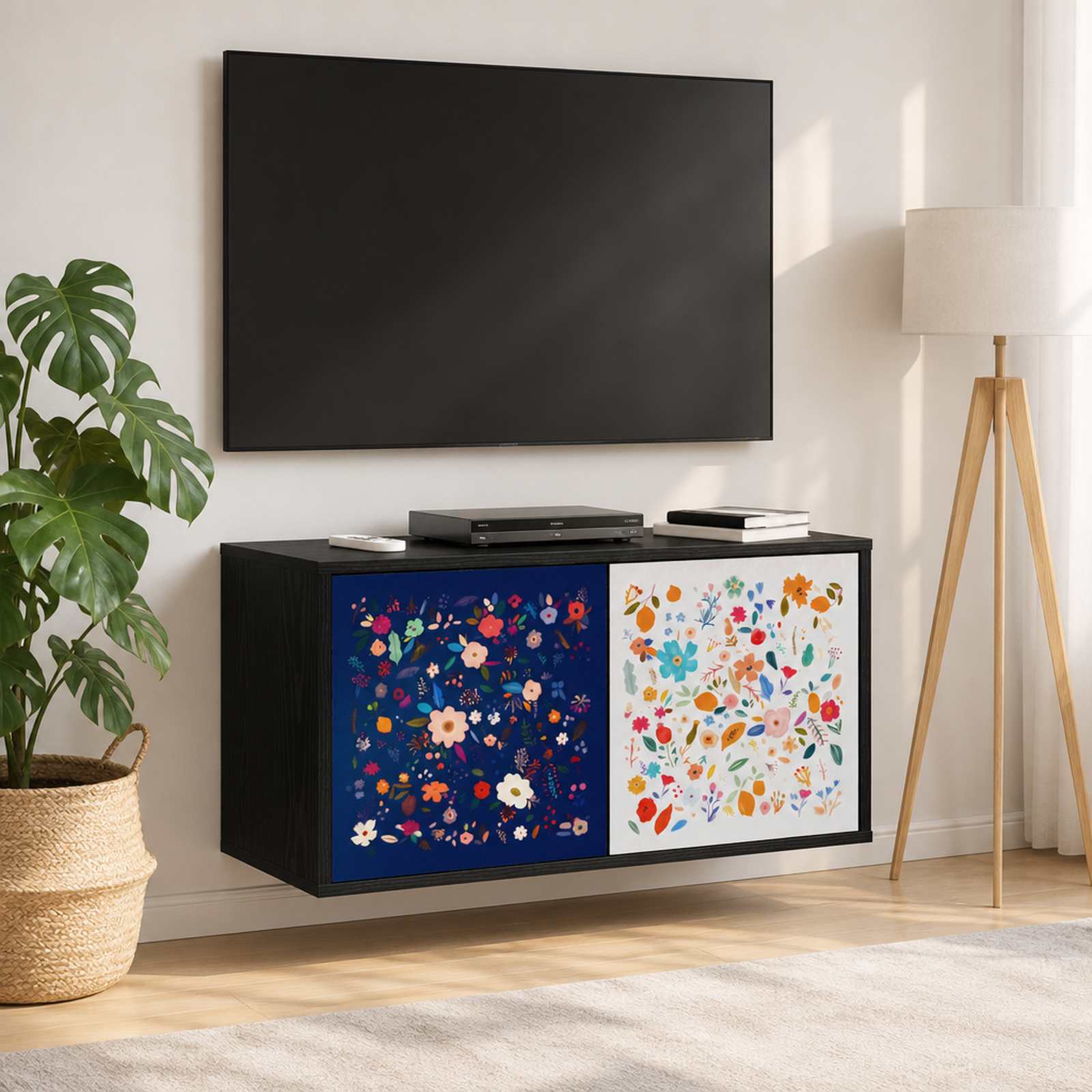 Stenska TV omarica MAINZ 69 x 33 x 40 cm Črni hrast