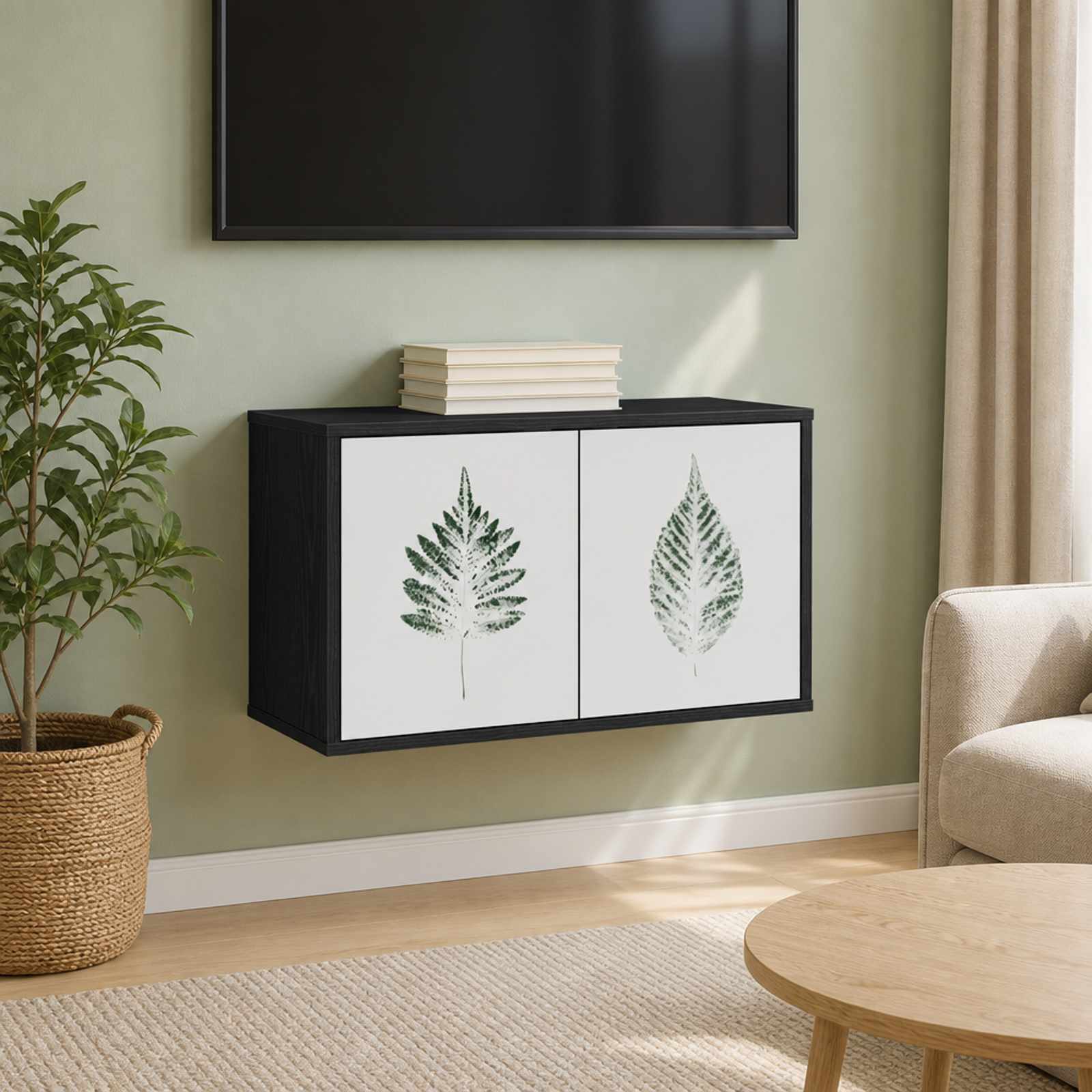Stenska TV omarica HANAU 69 x 33 x 40 cm Črni hrast