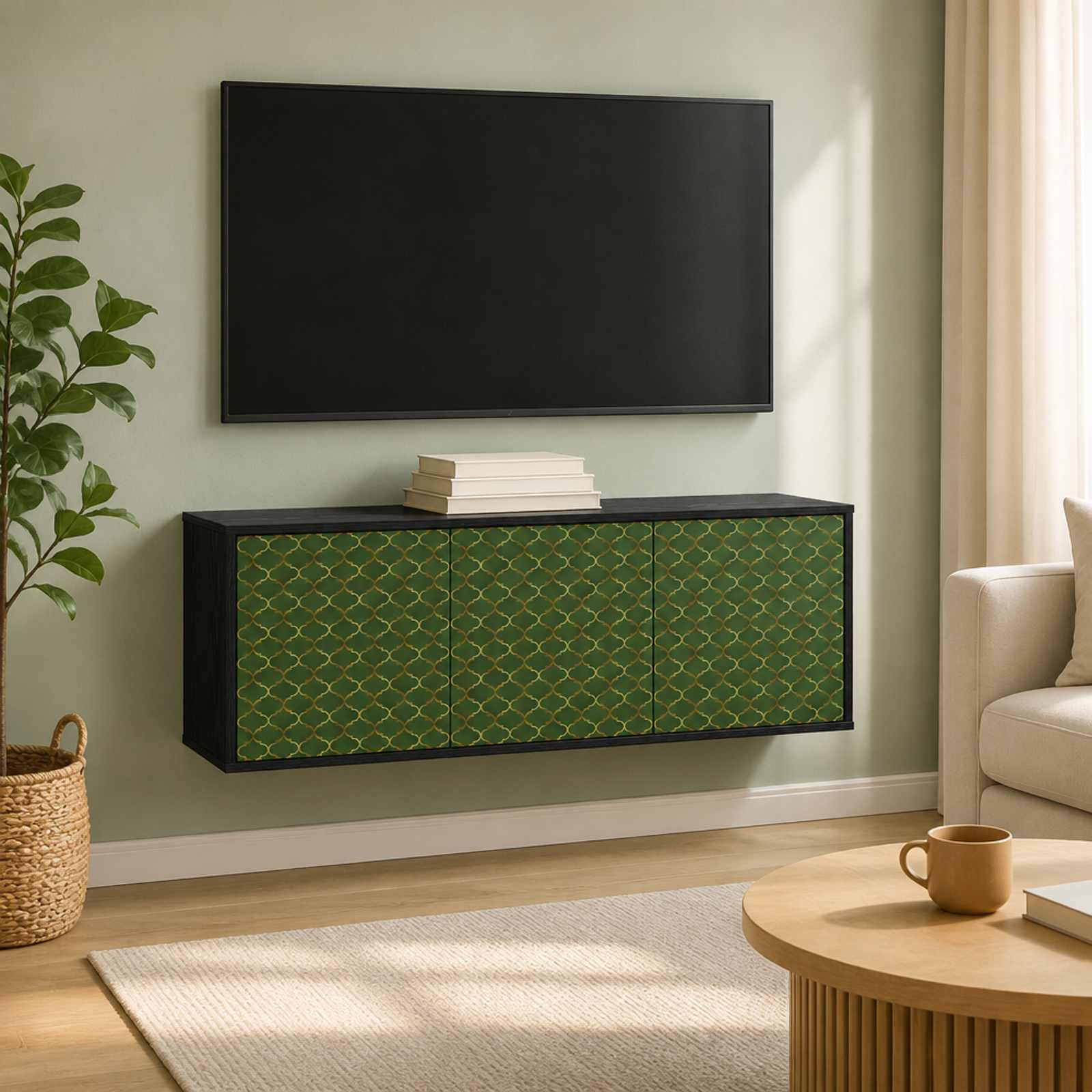 Seinale paigaldatav TV kapp GELEEN 102 x 33 x 40 cm Must tamm 13 Kõik vajalik sinu aeda ja koju! 8721451248187 ai mo Kõik vajalik sinu aeda ja koju!