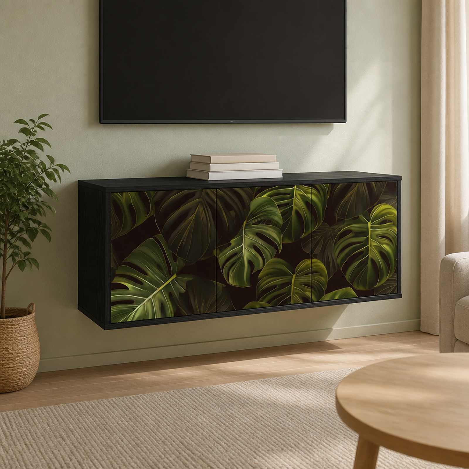 Stenska TV omarica ELBURG 102 x 33 x 40 cm Črni hrast