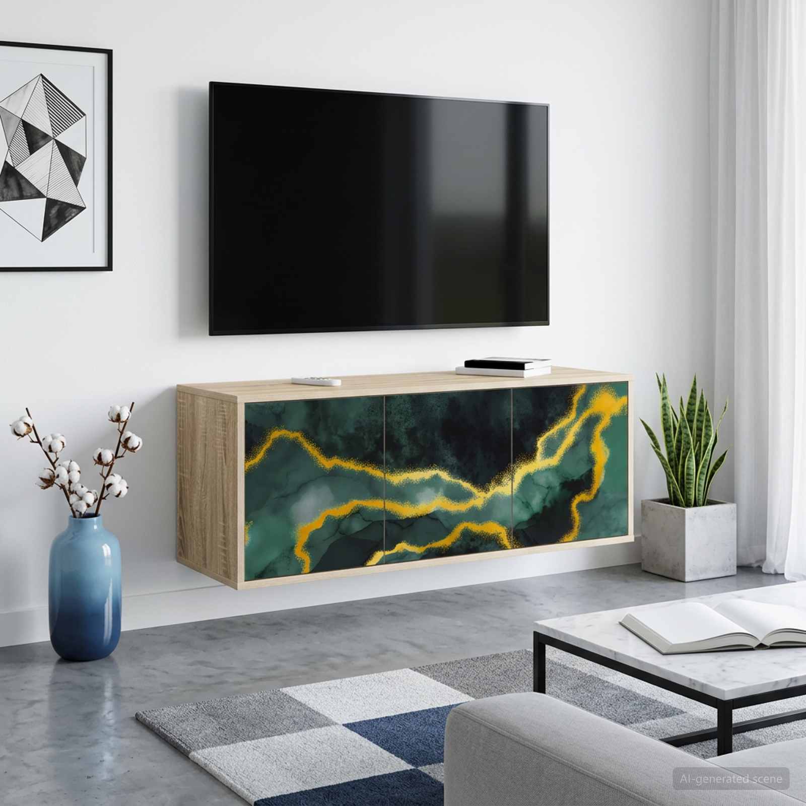 Seinälle kiinnitettävä TV-kaapisto WIJHE 102 x 33 x 40 cm