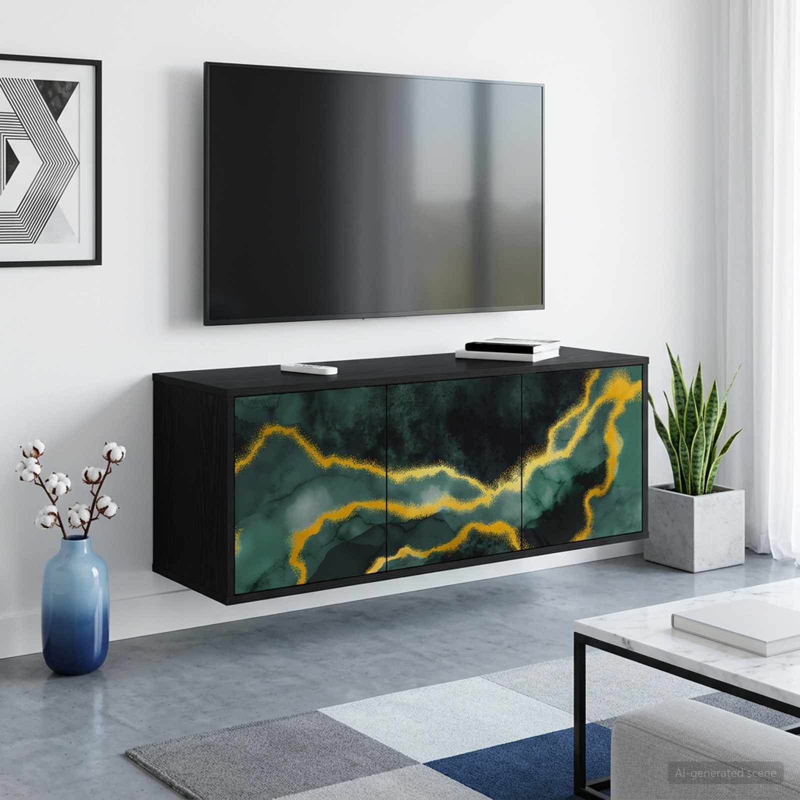 Seinälle kiinnitettävä TV-kaapisto WIJHE 102 x 33 x 40 cm