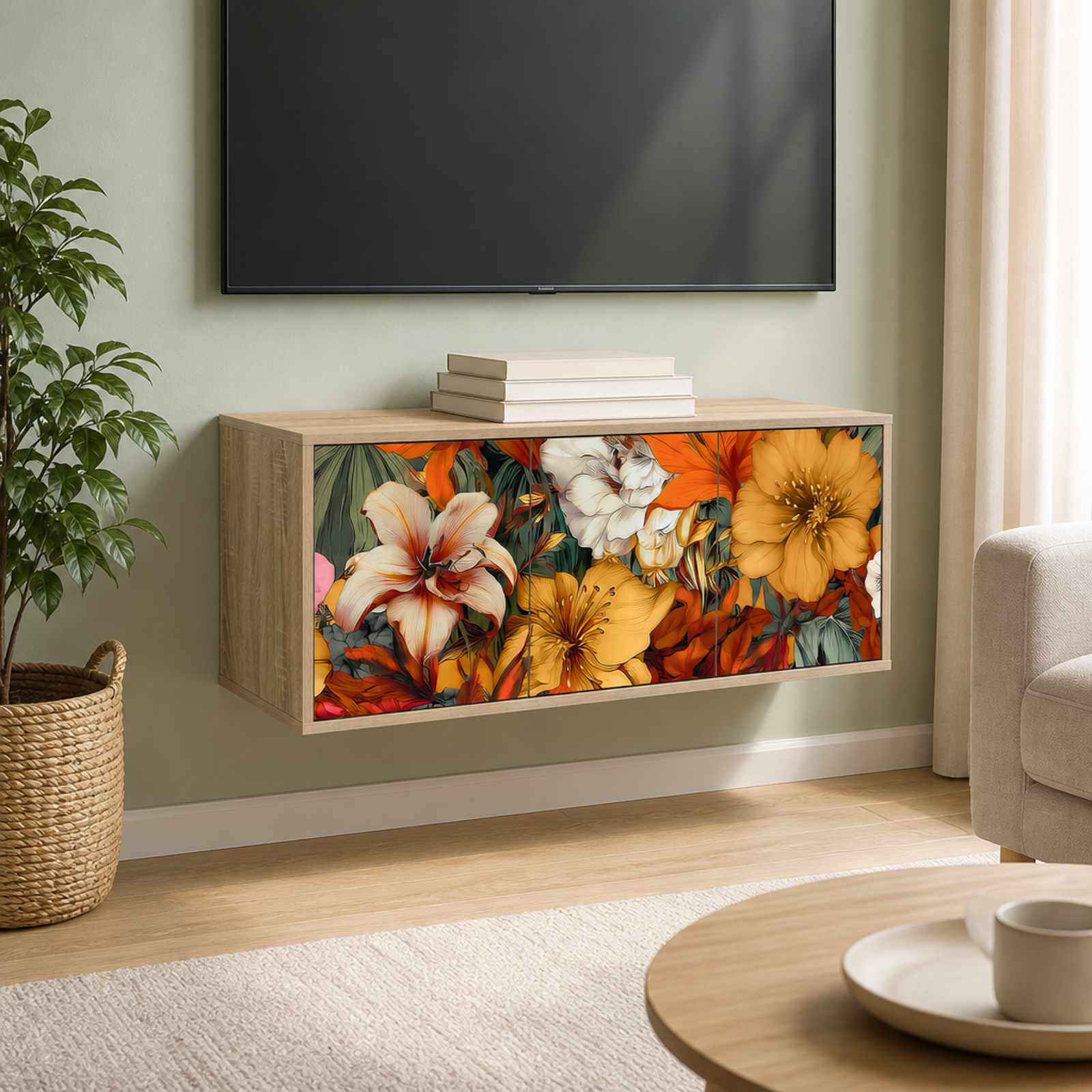 Stenska TV omarica GENNEP 102 x 33 x 40 cm Sonoma hrast