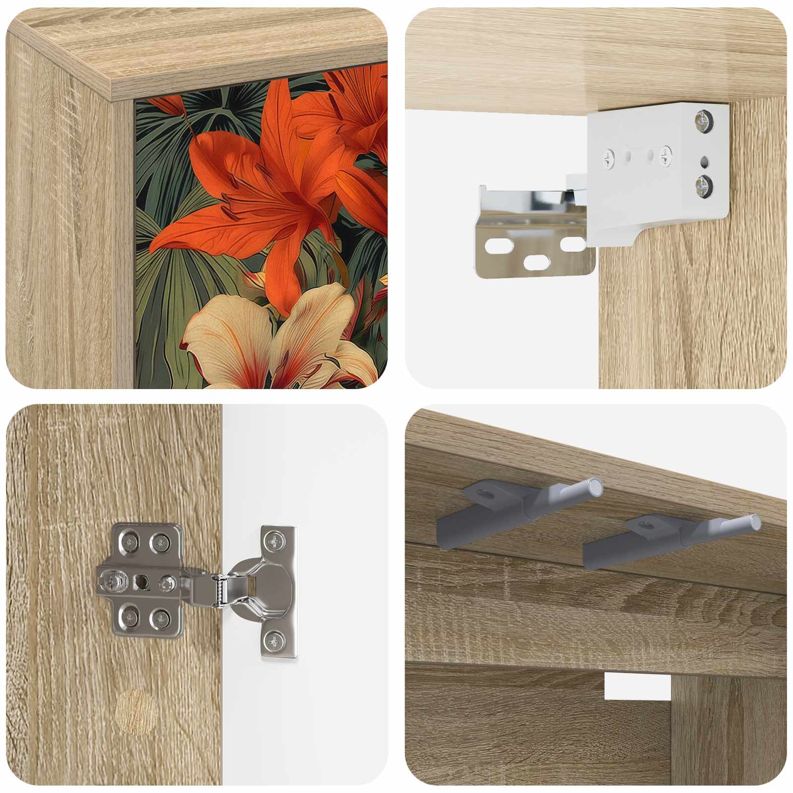 Seinälle kiinnitettävä TV-kaapisto GENNEP 102 x 33 x 40 cm - Image 5