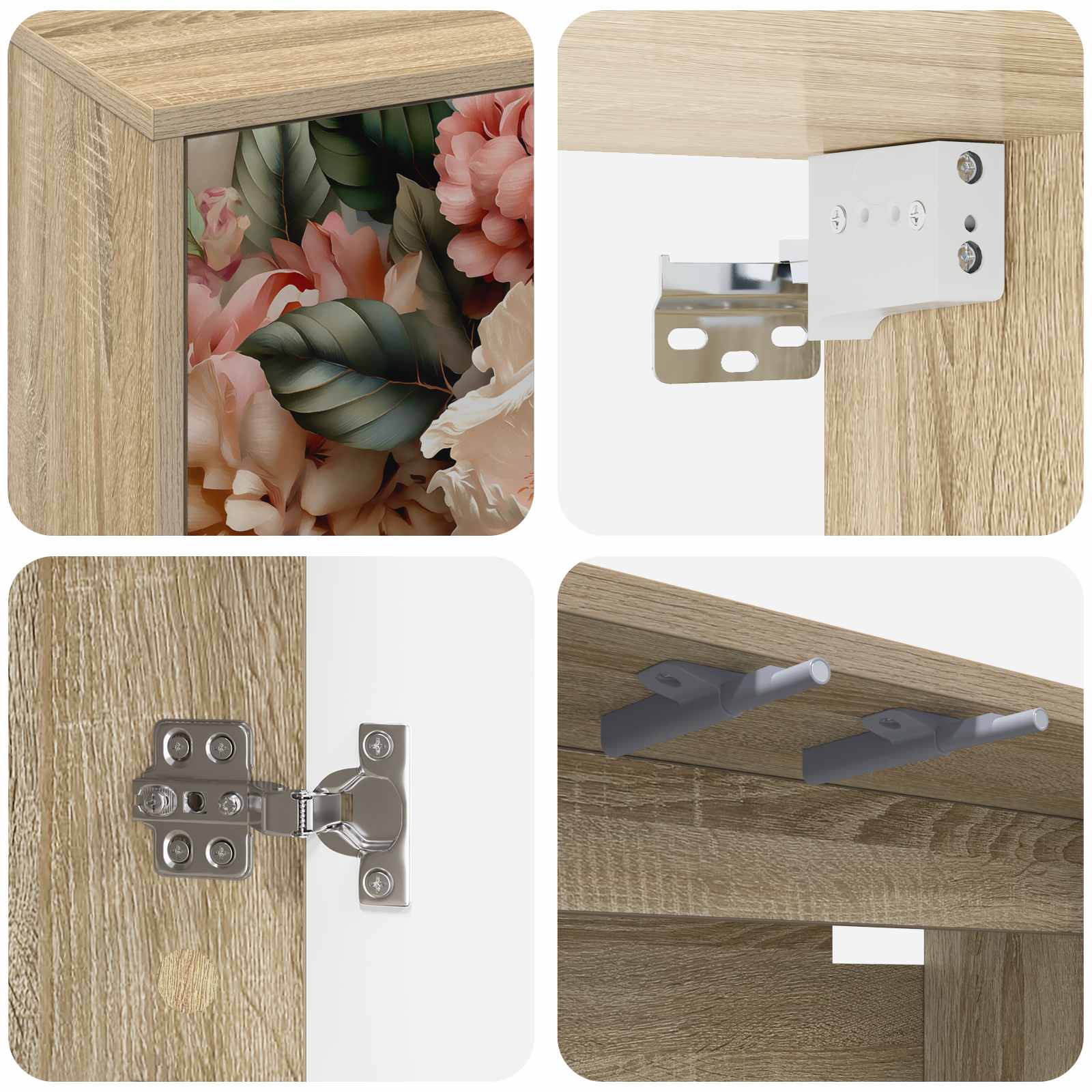 Seinälle kiinnitettävä TV-kaapisto BORNE 102 x 33 x 40 cm - Image 5