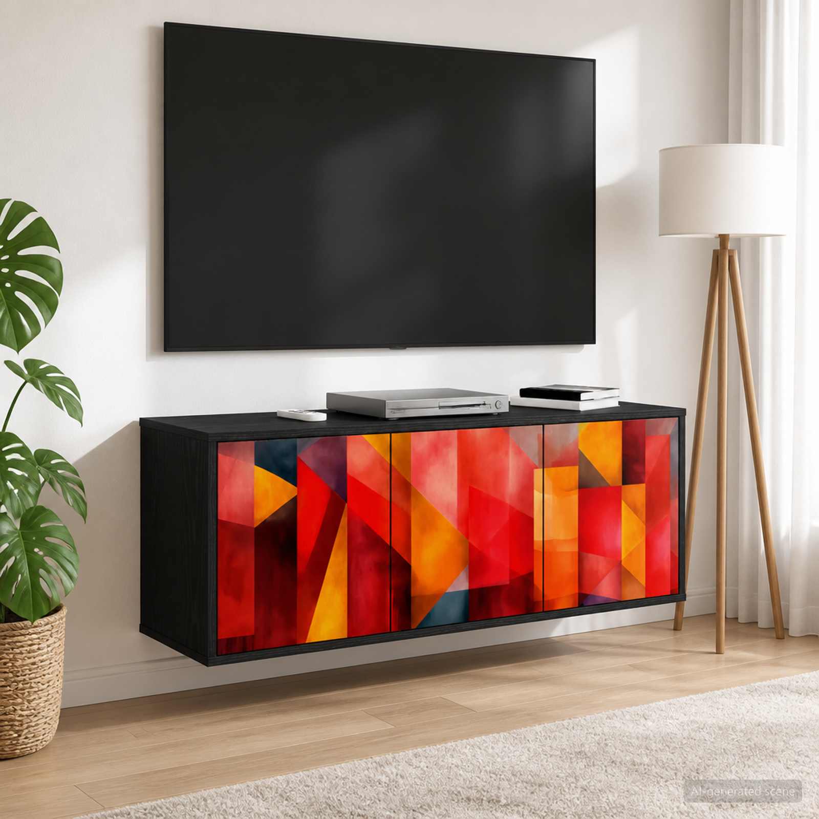 Stenska TV omarica HEESCH 102 x 33 x 40 cm Črni hrast