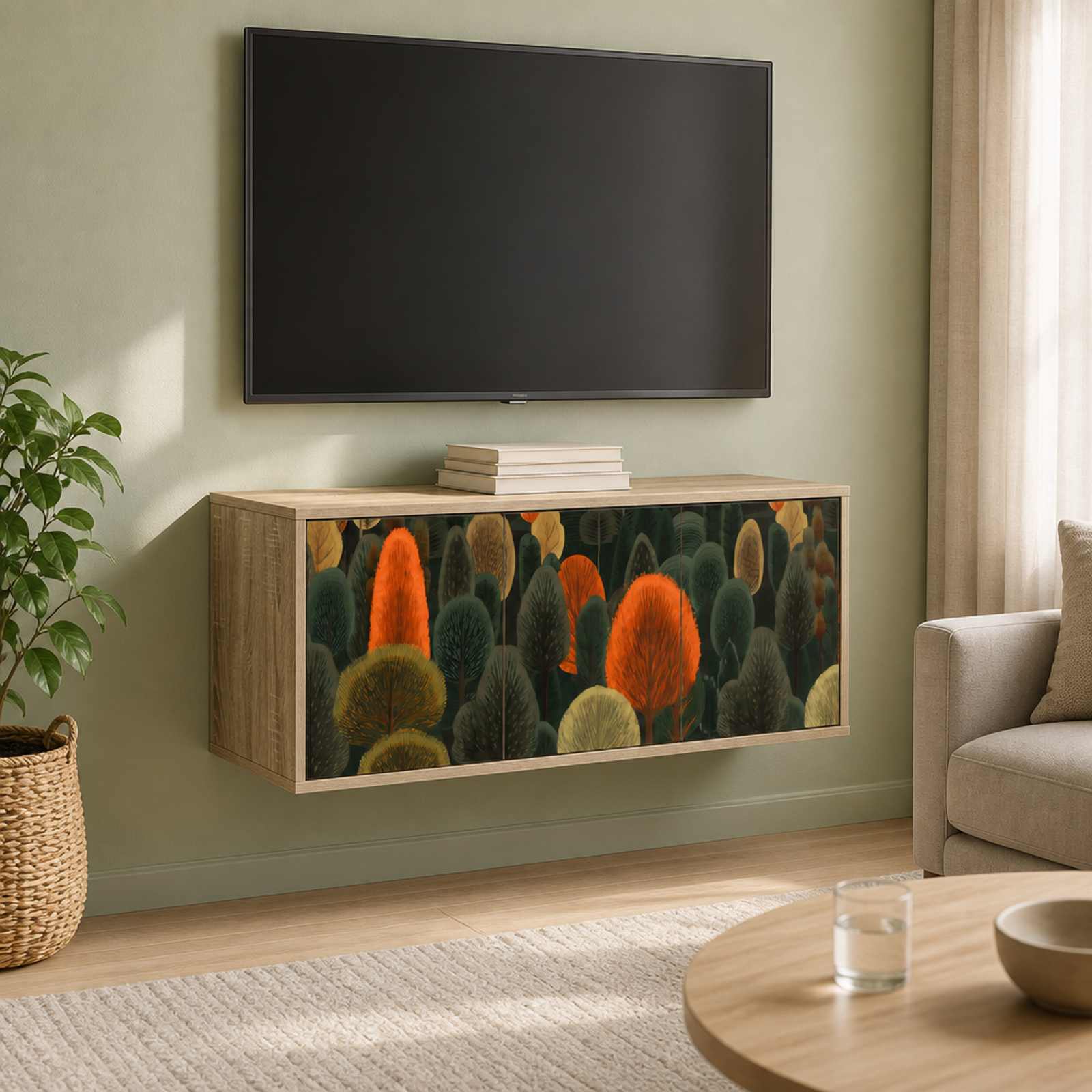 Stenska TV omarica ZAANDAM 102 x 33 x 40 cm Sonoma hrast