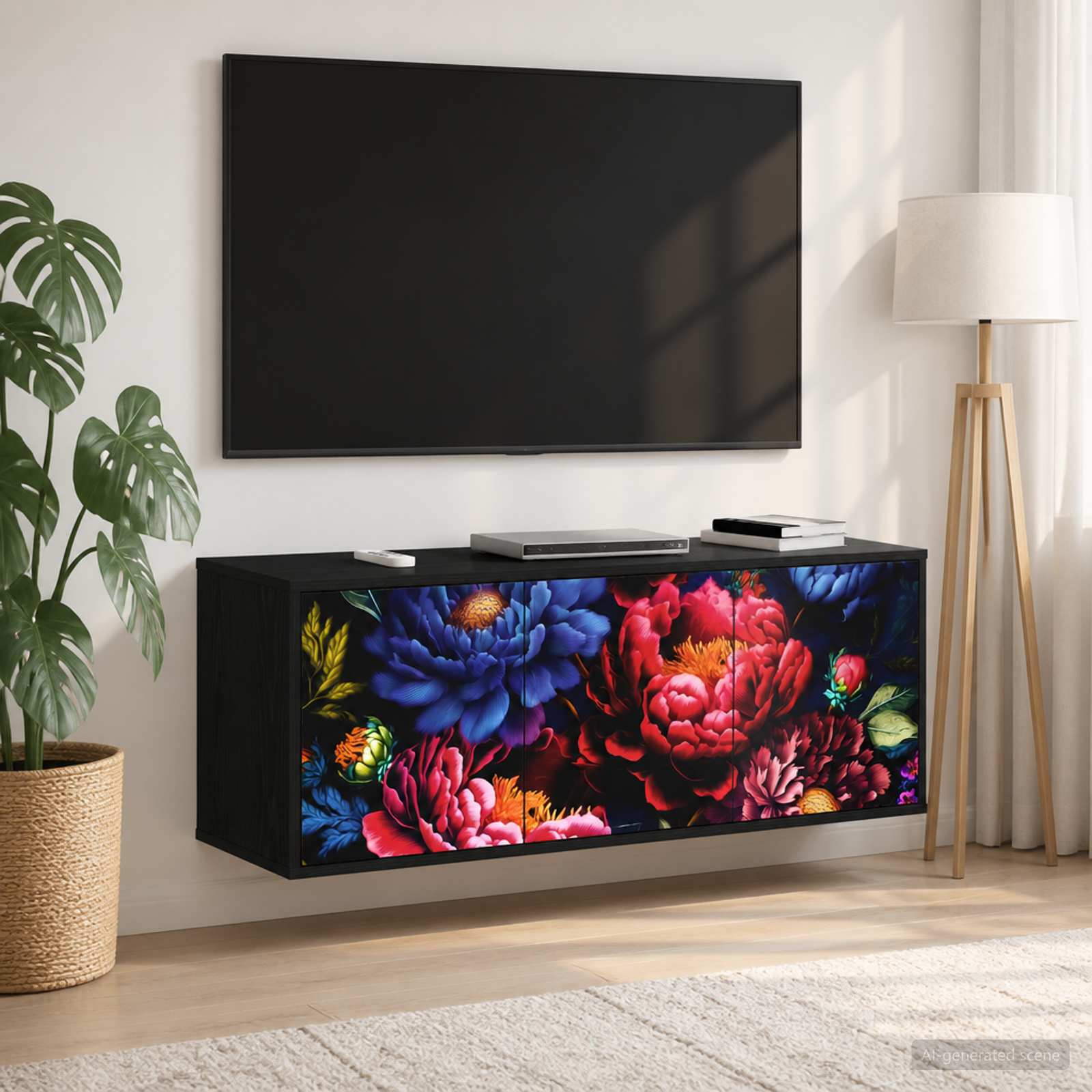 Stenska TV omarica KIEL 102 x 33 x 40 cm Črni hrast